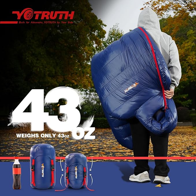 Lightweight Down Mummy Sleeping Bag with 650-FP Duck Down, Ideal for Camping and Backpacking, Durable Ripstop Nylon, Comfortable Footbox, 20°F, 2024