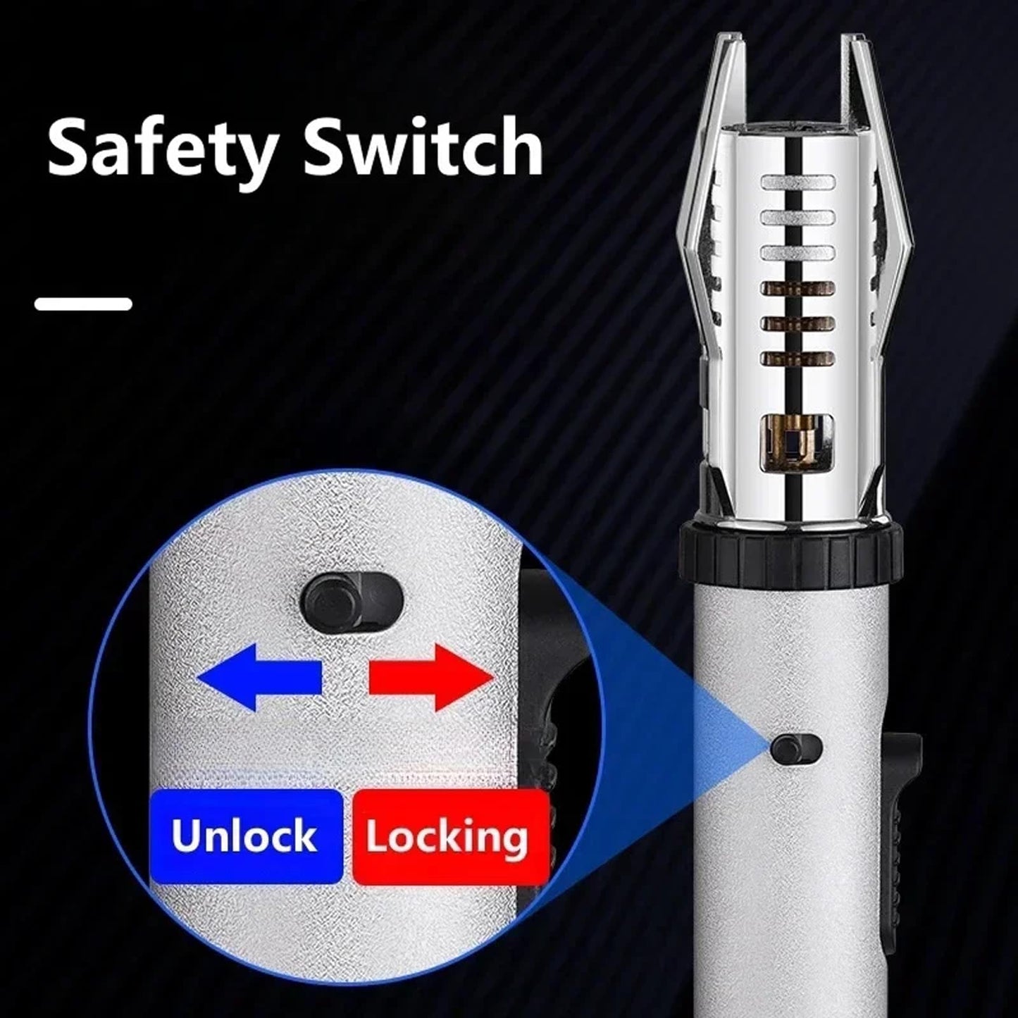 Multifunctional Large Windproof Welding Torch Lighter, Torch Lighter, Powerful Adjustable Red/Blue Flame Torch Lighter, Camping Outdoor Windproof Straight Flame Lighter for BBQ, Gift (NO Gas) (Silver)