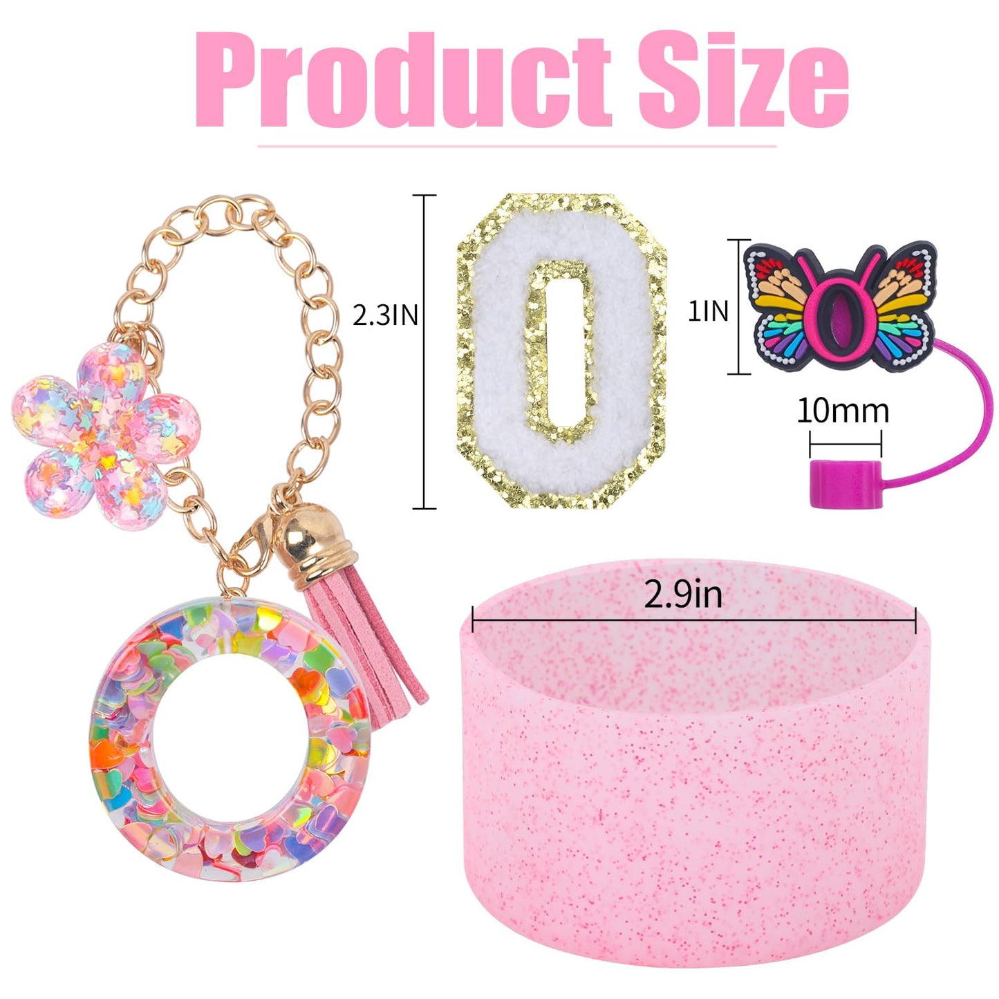 LA KEN DU Use for Stanley Cup Accessories Charms 40oz 30oz,Compatible with Stanley Cup Letter Charms for Handle Silicone Boot,Straw Cover Topper & Sticker(O)