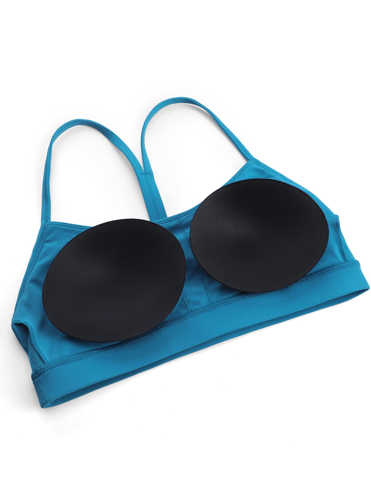 CRZ YOGA Butterluxe Womens Y Back Sports Bra - Padded Racerback Low impact Spaghetti Thin Strap Workout Yoga Bra Super-sonic Blue X-Small
