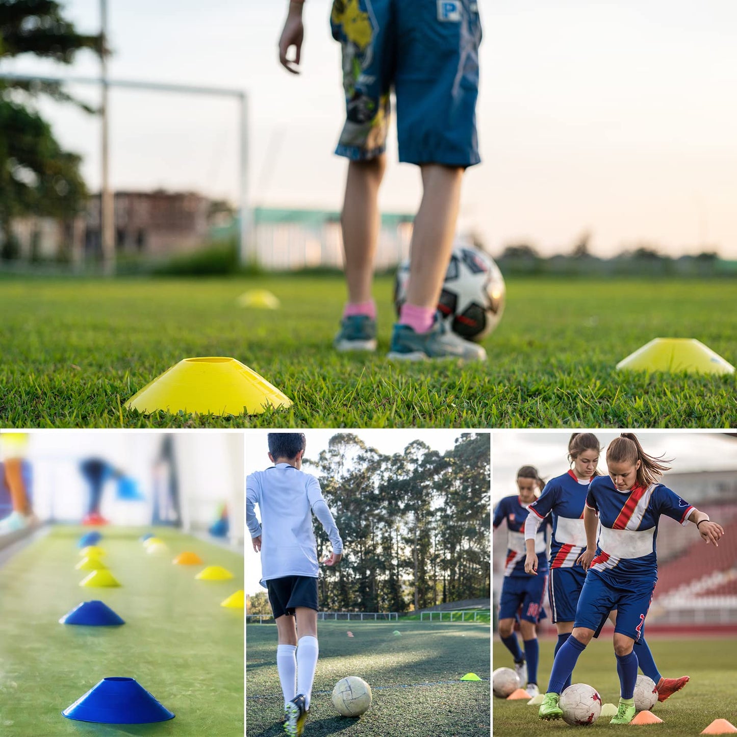 FGBNM 50 Pack Disc Cones, Agility Soccer Cones with Carry Bag and Holder, Soccer Cones for Sports Training, Football, Soccer, Basketball, Coaching, Practice Equipment, 5 Color (50 Pack)