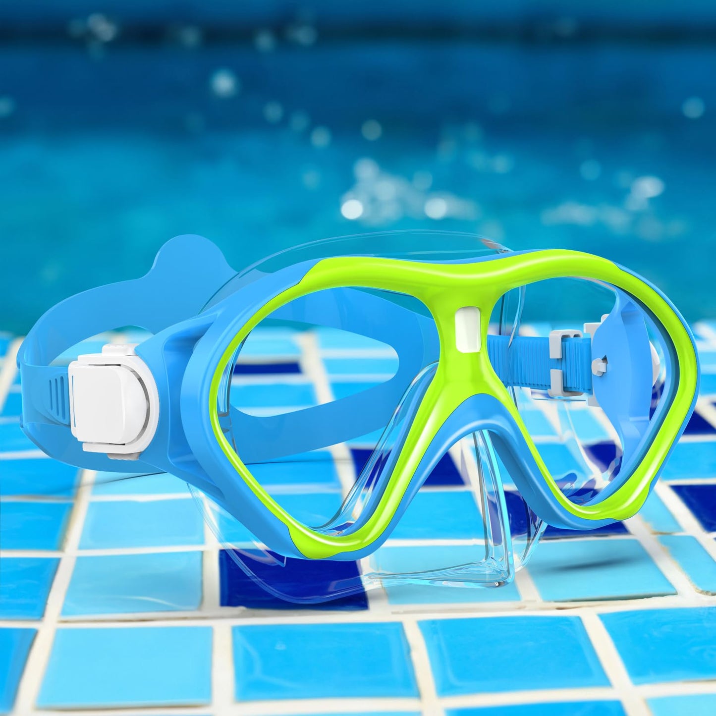 ACQCES Kids Swimming Goggles Snorkel Diving Mask for Boys Girls Ages 5-15, Luminous Anti-Fog Swim Goggles with Nose Cover
