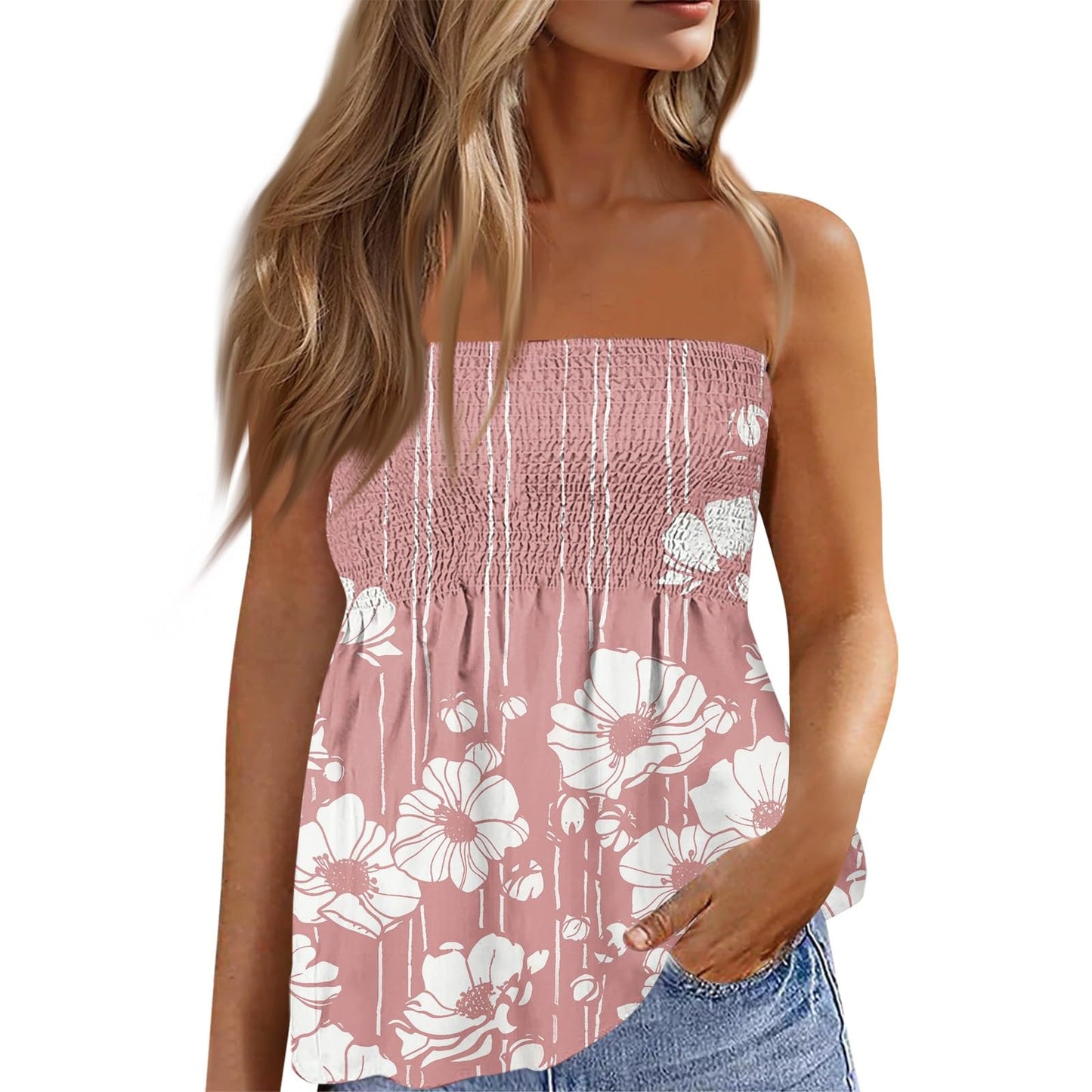 Generic Tube Tops for Women Y2k Maternity Loose Tank Top Tube Skirt Plus Size Womens Sexy Tops Under 10 2024 Backless Shirts for Women Dress Leopard Tunic Tank Apparel Shorts(Large,3-Light Pink)