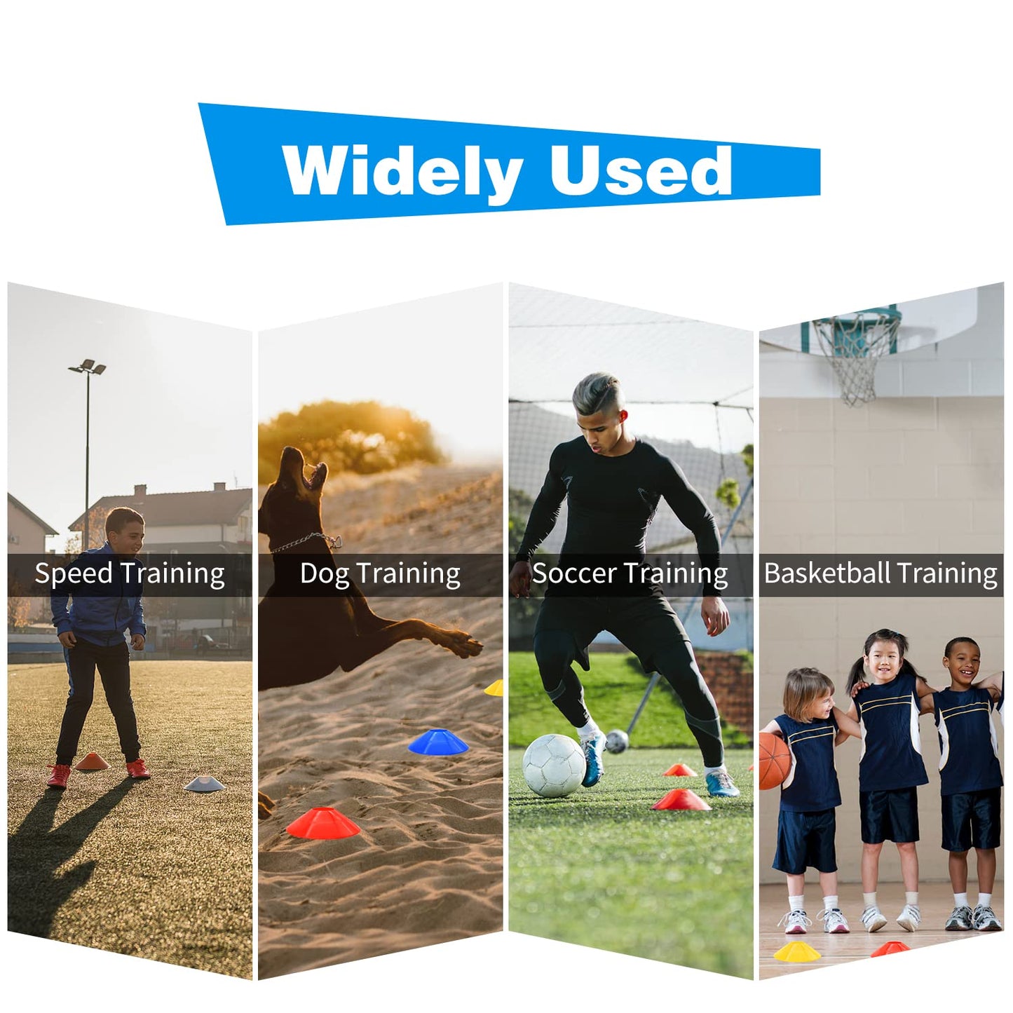 FGBNM 50 Pack Disc Cones, Agility Soccer Cones with Carry Bag and Holder, Soccer Cones for Sports Training, Football, Soccer, Basketball, Coaching, Practice Equipment, 5 Color (50 Pack)