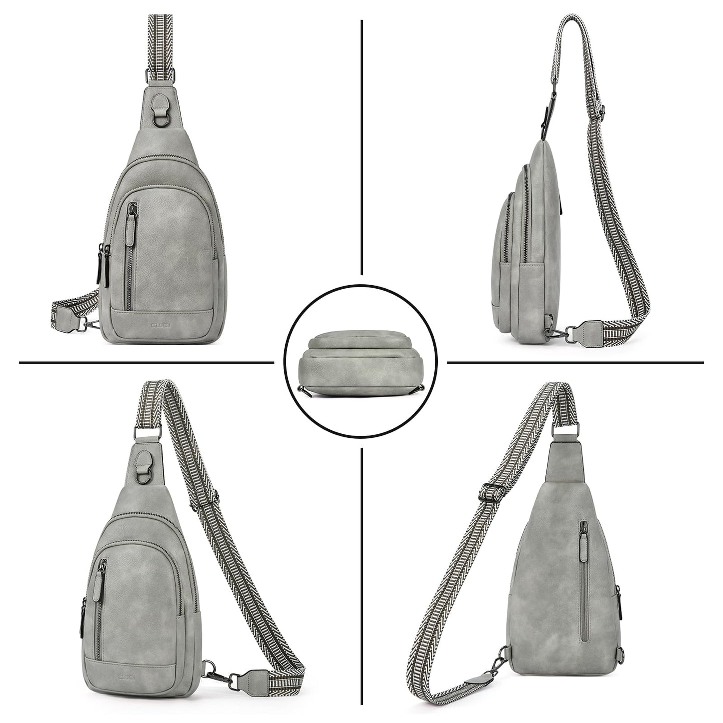 CLUCI Crossbody Bag for Women Cross Body Bag for Woman Sling Bag for Women Leather Trendy Large Sling Backpack Travel Crossbody Bag for Women Dark Gray