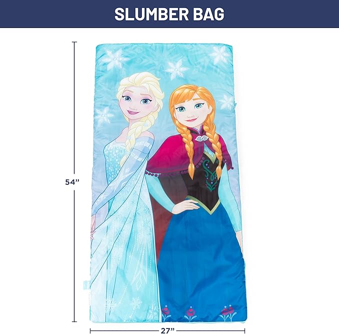 Jay Franco Disney Frozen Sparkle Slumber Sack - Cozy & Warm Kids Lightweight Slumber Bag/Sleeping Bag - Featuring Anna and Elsa (Official Disney Product)