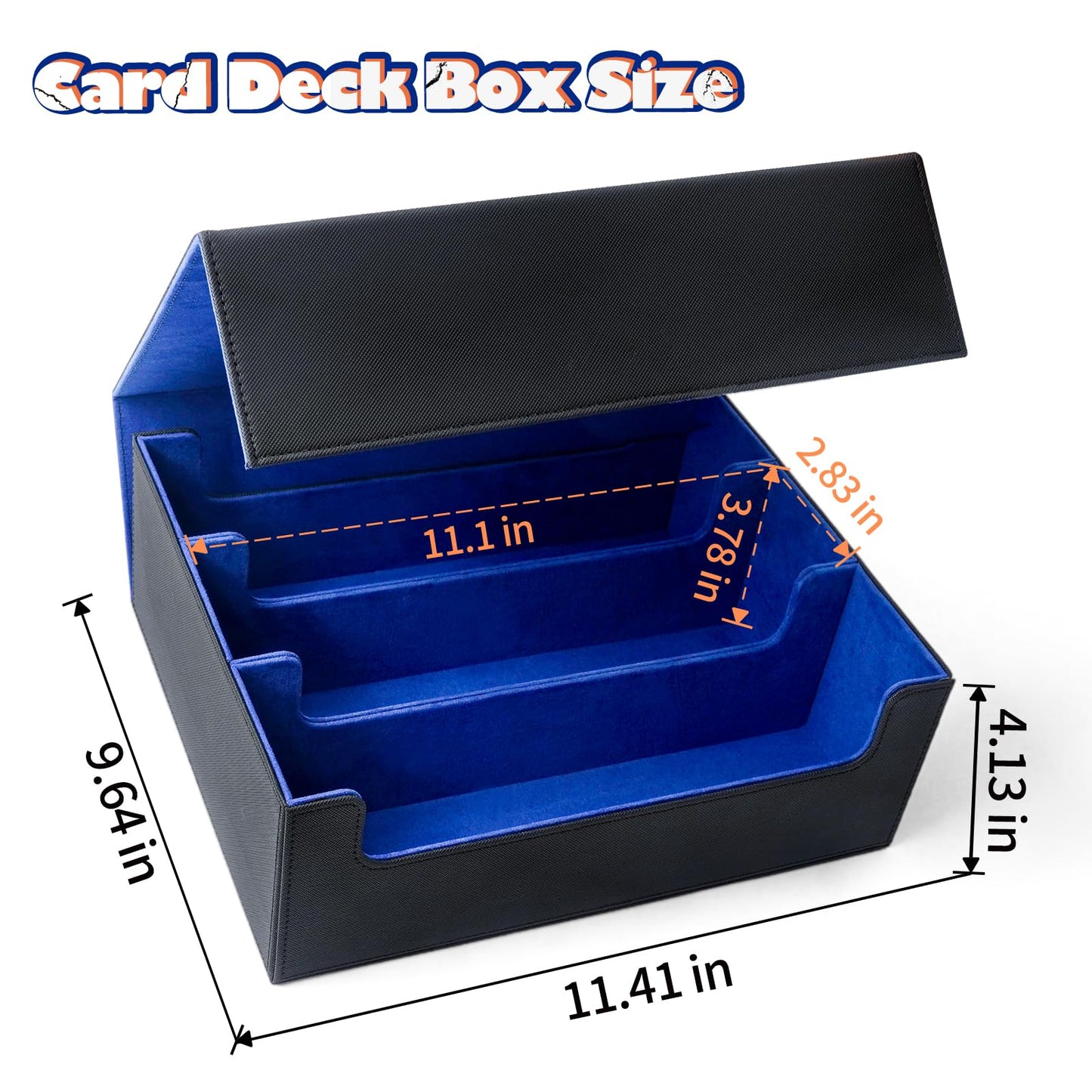 AWESOPAL Card Deck Box Fits MTG YGO PTCG, 1800+ Trading Card Storage Box with Magnetic Closure & 8 Dividers, Collectible Trading Card Cases for MTG Commander, TCG Card Holder Box - Black&Blue
