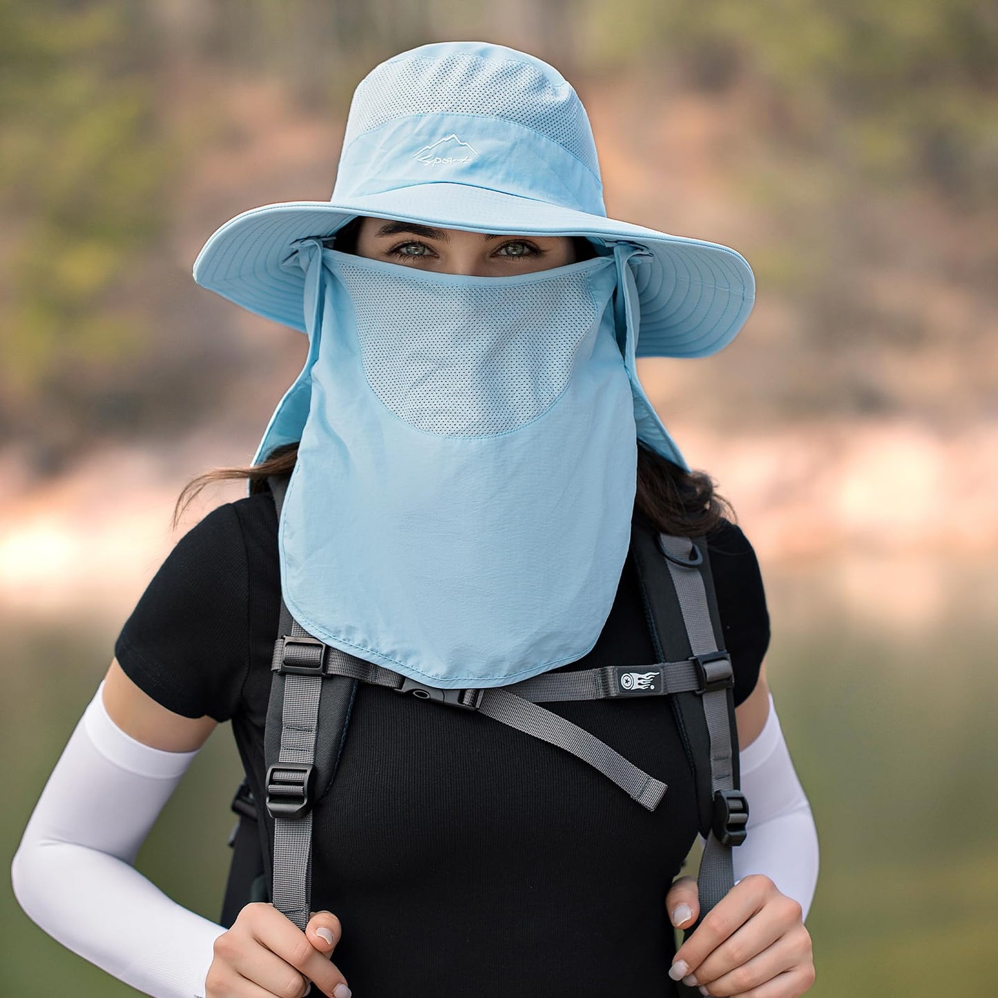 Sun Hats for Men Women Fishing Hat UPF 50+ Breathable Wide Brim Summer UV Protection Hat with Face Cover & Neck Flap