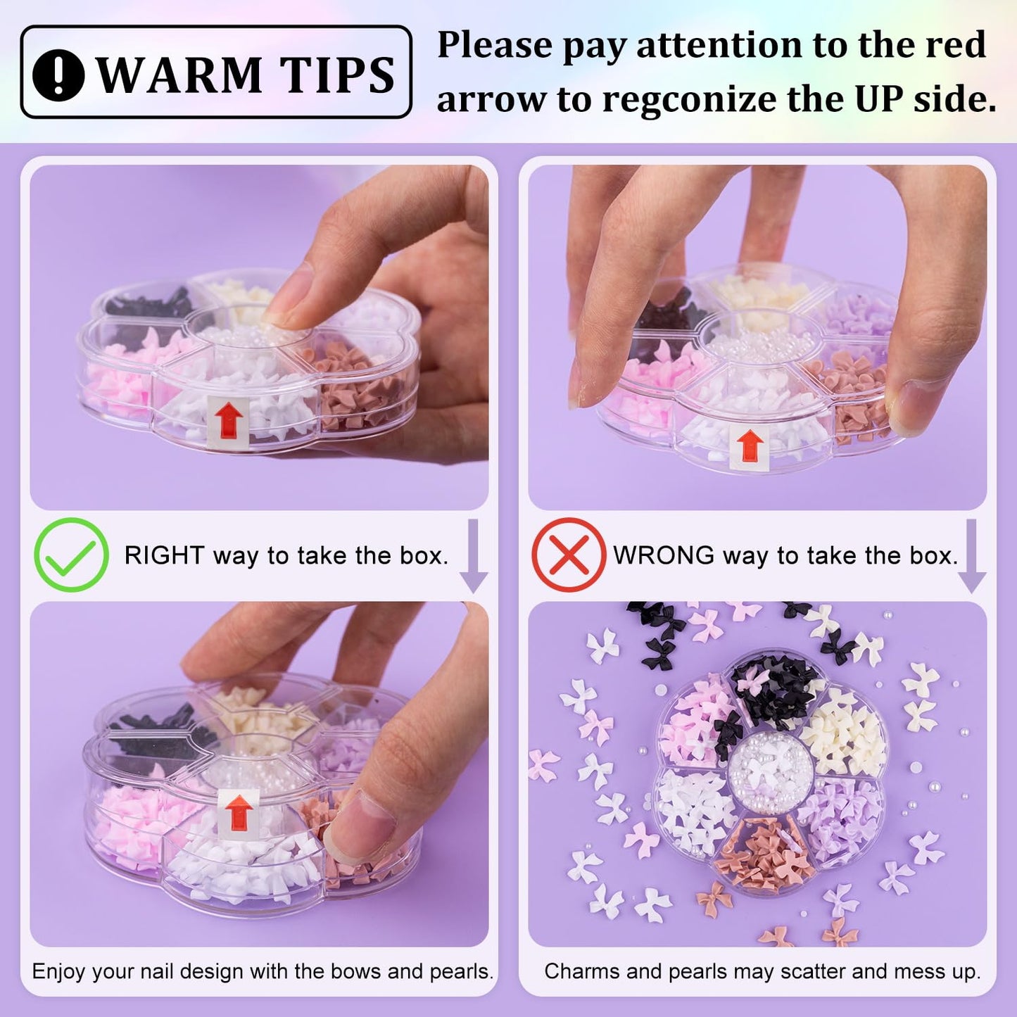 1 Box 3D Bow Charms and Flatback Pearls Set 3, 120 Pcs Cute Bow Charms for Design + 2-4mm White Pearls With Pickup Tweezer and Pencil for Nail Art Decoration