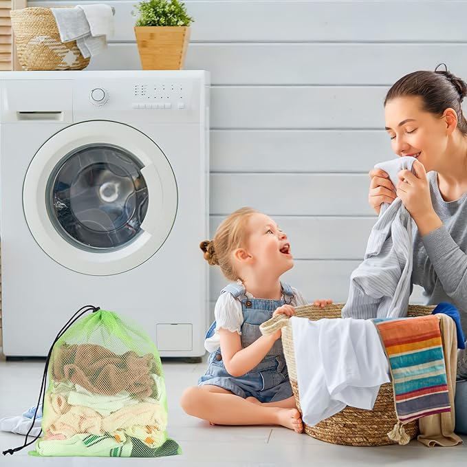 iMucci 13"X15.5" 24Pcs Mesh Laundry Drawstring Bag Nylon Drawstring Gym Bag with Cord Lock Closure
