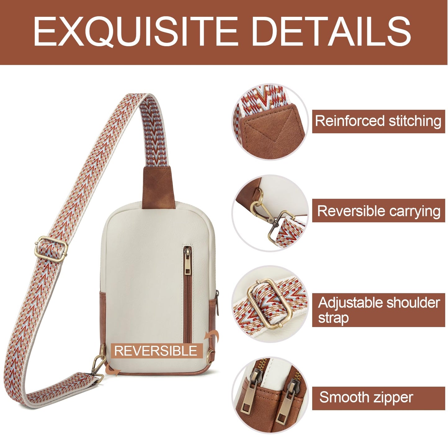 CLUCI Crossbody Bags for Women Leather Large Cross Body Bag Sling Backpack Crossbody Backpack Trendy for Travel Hiking