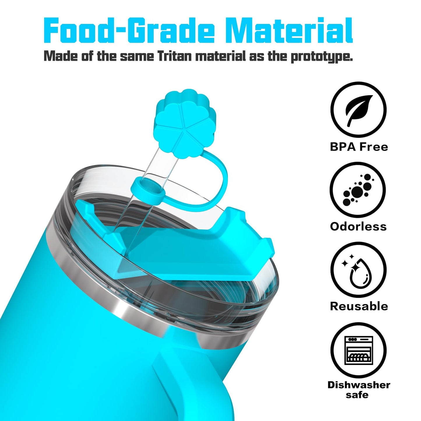 Adjustable Straw Cover for Stanley|Simple Modern|Yeti|Owala|Hydro Flask|Reduce|Maars|Meoky|MaxBase|Beast|Hydrapeak Cup, All Brand of Straw Accessories, Diameter 6mm-12mm, BPA Free, Dishwasher safe