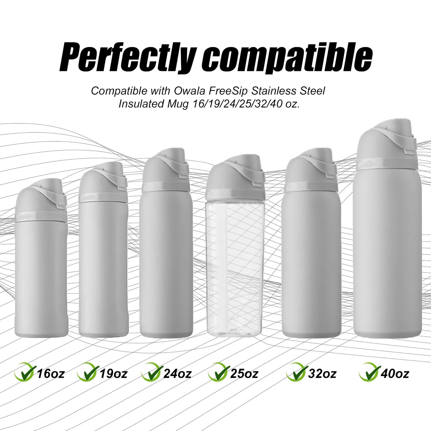 4pcs Replacement Stopper Compatible with Owala FreeSip 24oz 32oz, Water Bottle Top Lid Gasket for Owala 19/24/32/40oz Seal Bottle Cap Mouth Stopper Part Silicone Plug Accessories BPA-Free (4 Colors)
