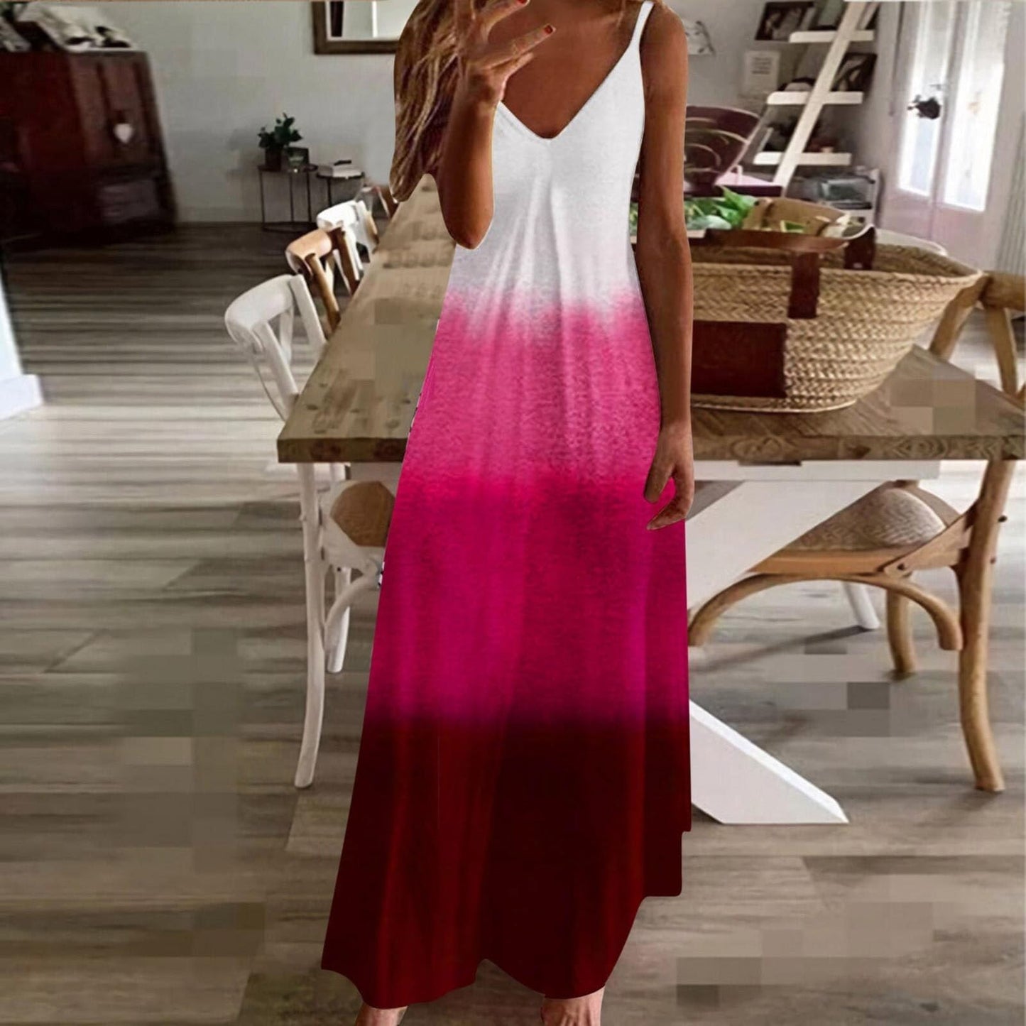 YFGEFTR Beach Vacation Dresses for Women Summer Dresses for Women 2024 Casual V-Neck Sleeveless Maxi Dress Spaghetti Strap Long Dress Bohemian Beach Sundress My Recent Orders