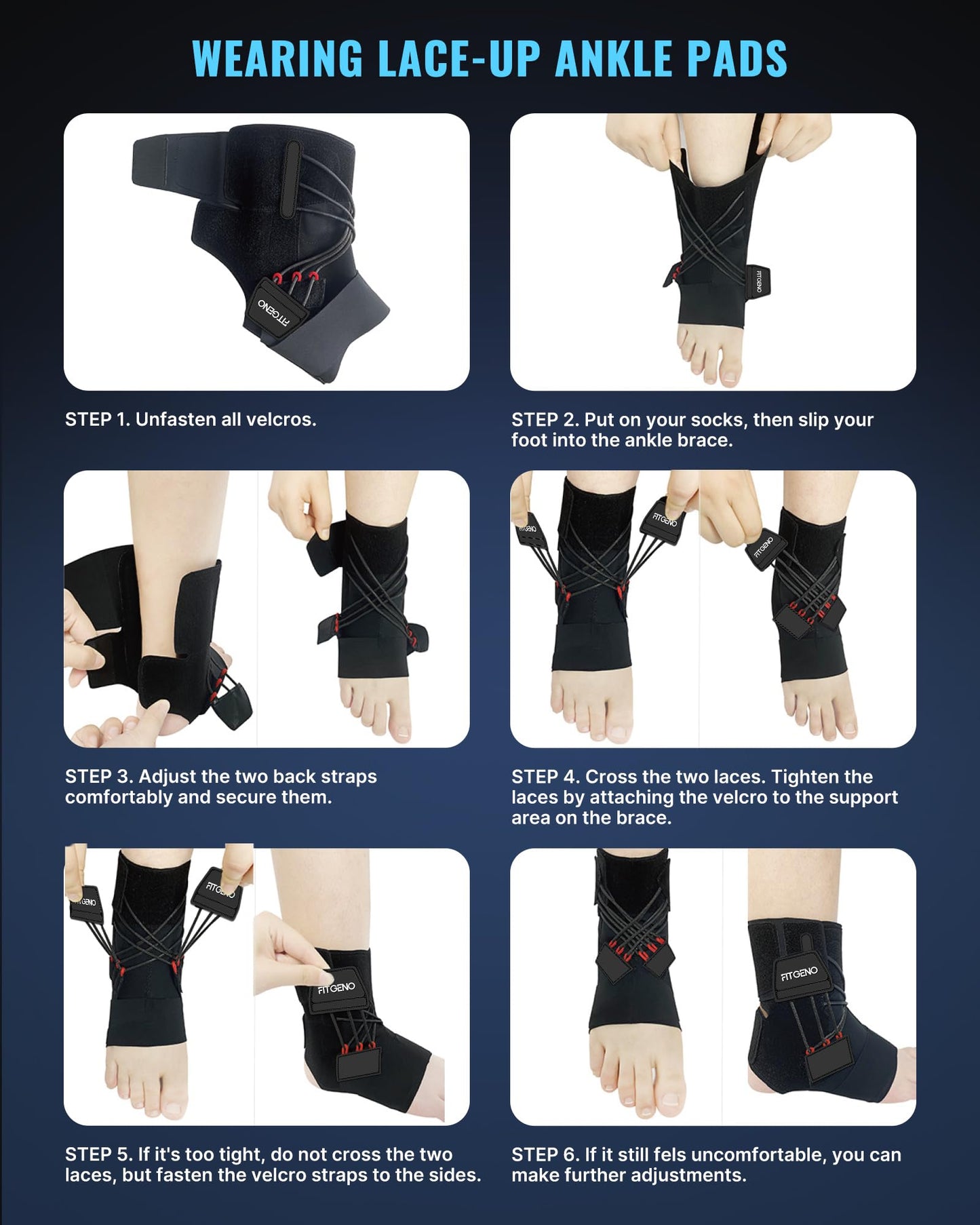 Fit Geno Ankle Brace for Sprained Ankle: Quick Release Ankle Support for Men Women Adjustable Breathable Foot Brace Ankle Stabilizer for Sport Basketball Volleyball Plantar Fasciitis (XL/XXL Right)