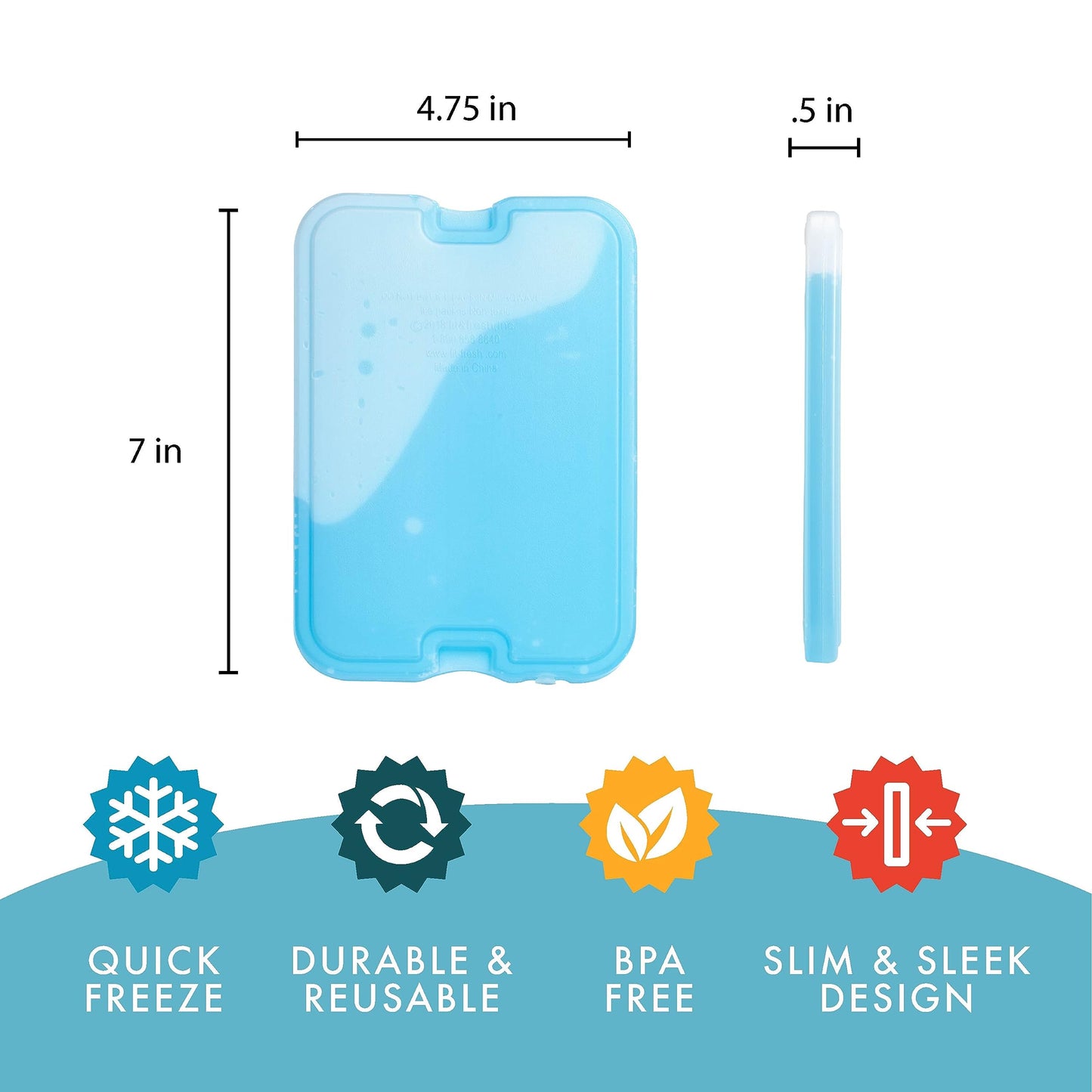 Cool Coolers by Fit + Fresh, Reusable & Long-Lasting XL Slim Ice Packs, Cold Packs for Lunch Boxes, Ice Packs for Lunch Bags. Cooler Accessories for Camping, Beach, Lunch, and Work, 8PK, Purple