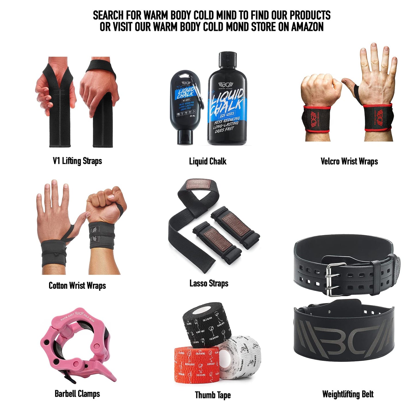 WARM BODY COLD MIND V1 Lifting Wrist Straps for Olympic Weightlifting - Rated at 660 lb - Hand Wraps for Powerlifting, Weight Lifting, Bodybuilding Functional/Cross Training, Deadlift Gym Bar, Cotton