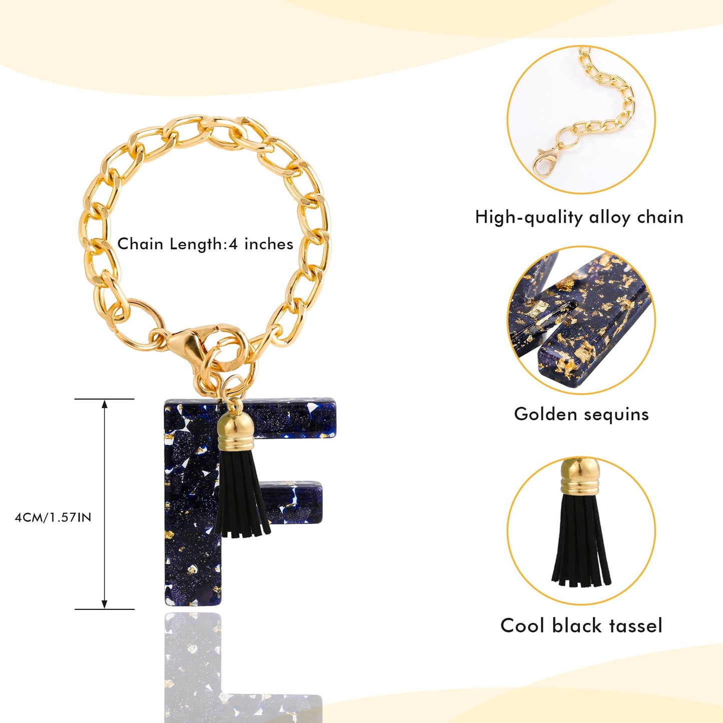Letter Charm Accessories for Stanley Cup 1 PCS Cute Initial Keychain Handle Charm for Stanley Tumbler for Women Black Letter F