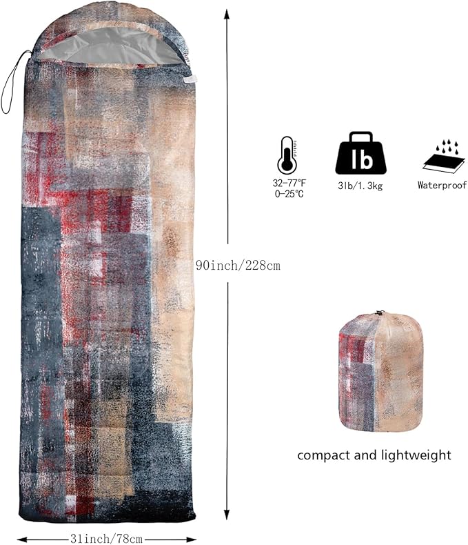Sleeping Bags for Adults and Kids Backpacking Camping Sleeping Bags for Girls and Boys Lightweight Waterproof Cold/Warm 3-Season
