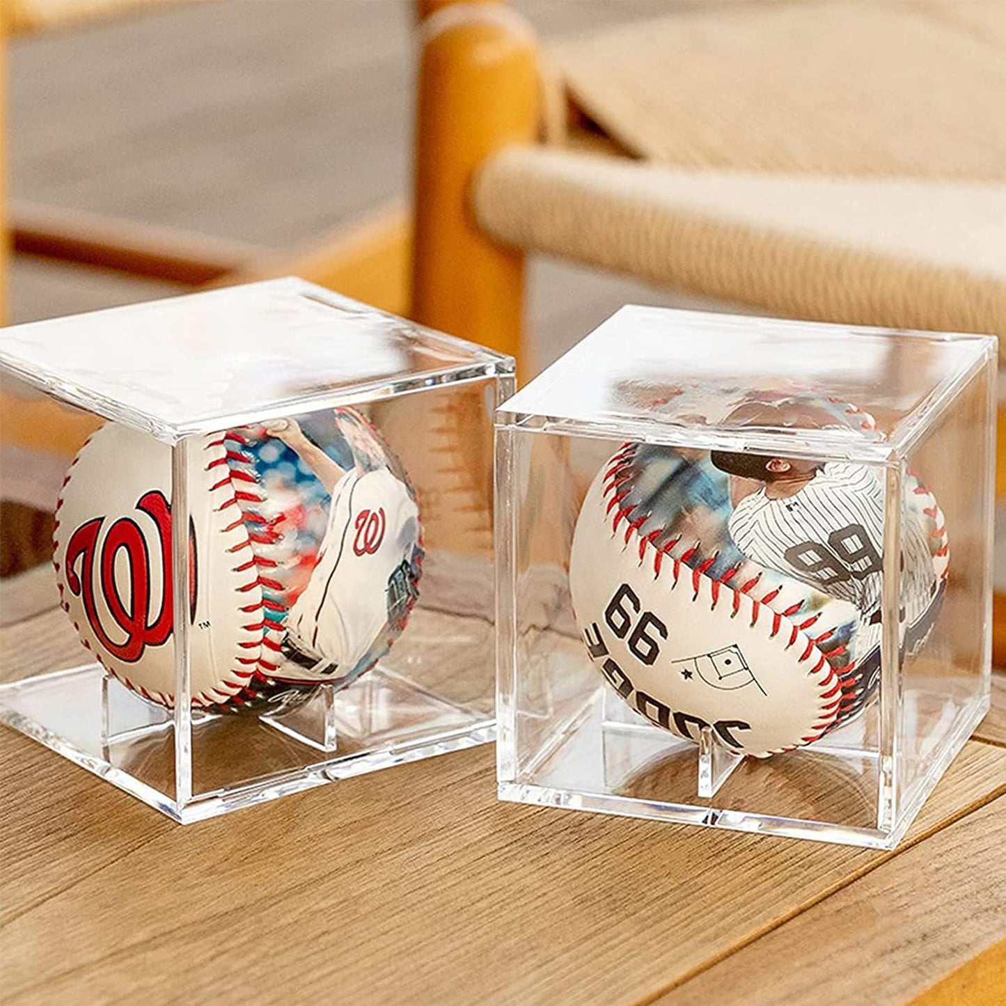 Baseball Display Case, UV Protected Acrylic Cube Baseball Holder Square Clear Box Memorabilia Display Storage Sports Official Baseball Autograph Display Case - Fits Official Size Ball(4 Pack