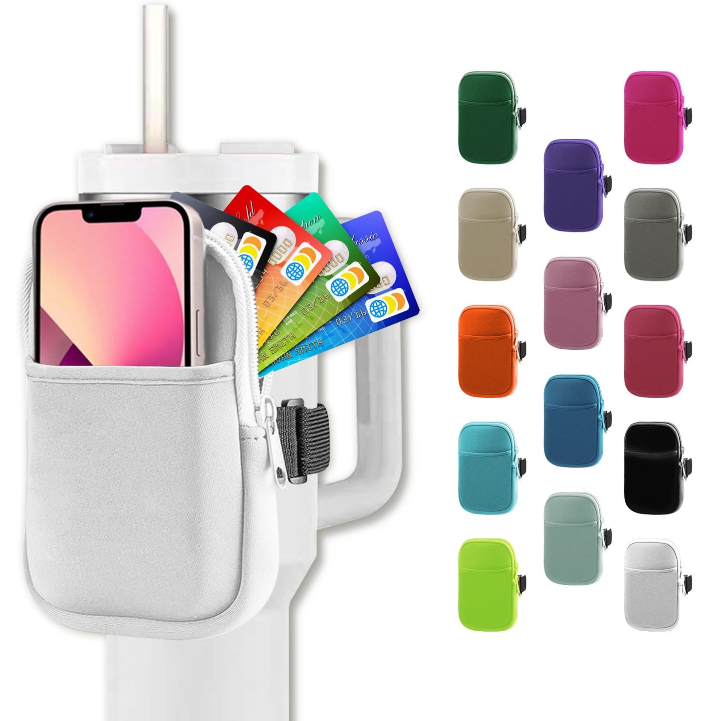 Multifunctional Water Bottle Pouch for Stanley Cups with Adjustable Strap, Gym Accessories for Women, Sports Water Bottle Accessories, Tumbler Pouch for Cards, Keys, Wallet, Earphone, etc