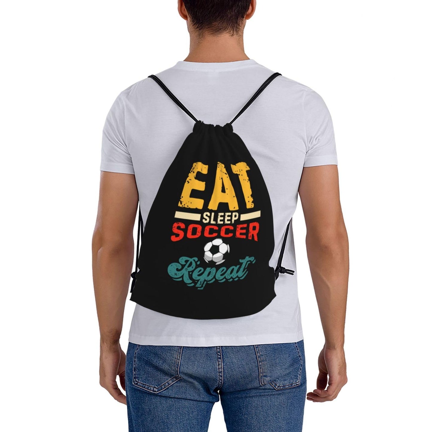 AIMASTZ Eat Sleep Soccer Cool Repeat Unisex Drawstring Backpack Bag Sport Gym Swim Travel Sackpack