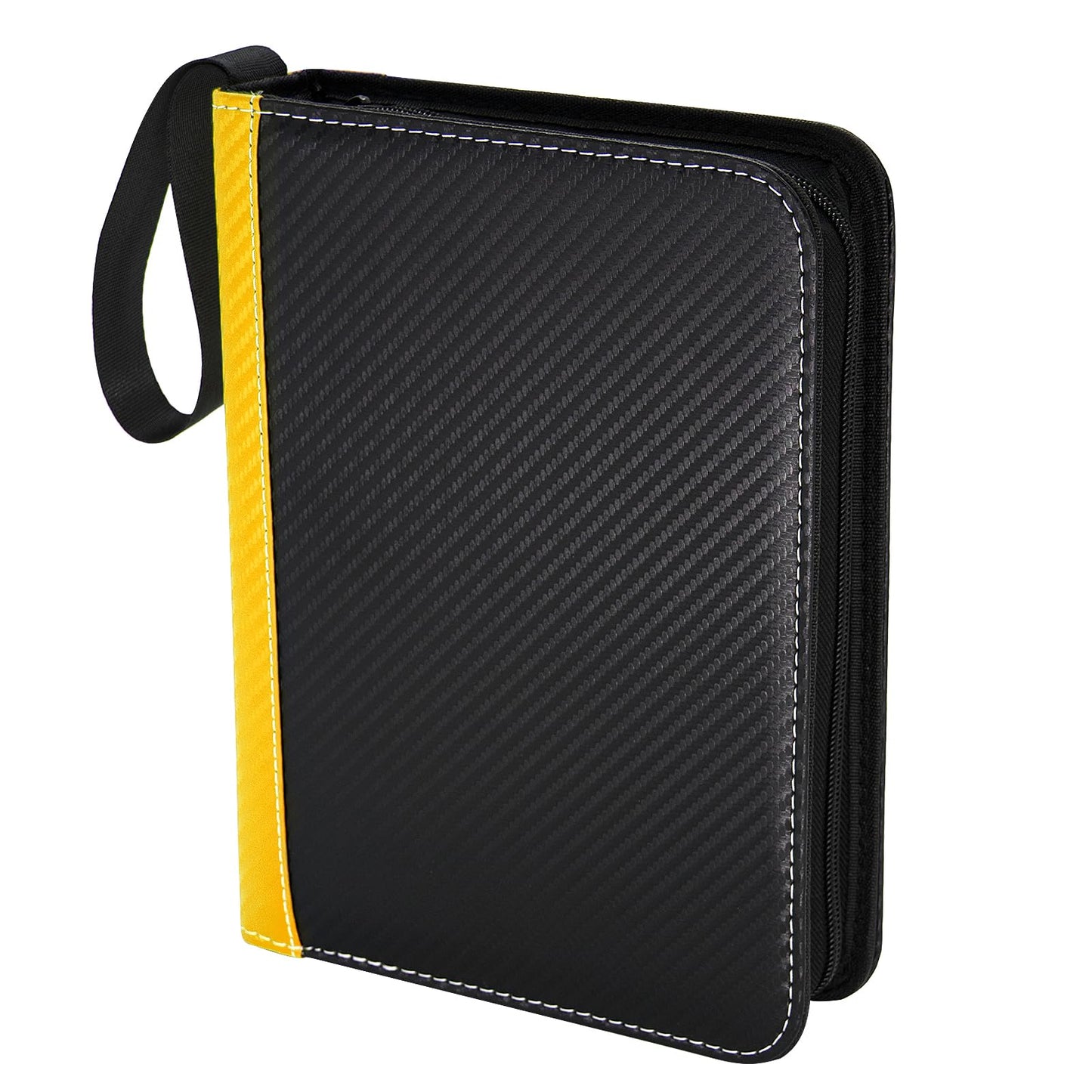 MaoKea Card Binder For Card 4-Pocket Sleeves with 440 Cards Holder,Game Collection Binder Card Holder Of Fit for TCGcard album,game card Yugioh Trading Sports Cards (Yellow and black)