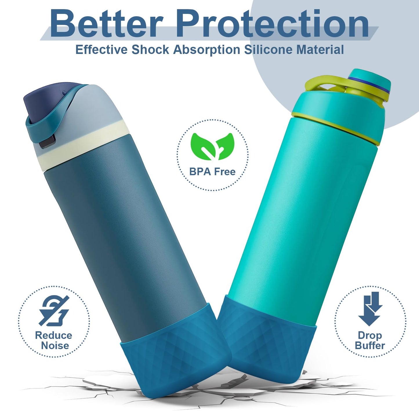 Alwenid 2PCS Silicone Water Bottle Boot for Owala 24 Oz, Anti-Slip Protective Sleeve Bottom Bumper Protector for FreeSip, Twist, and Flip Stainless Steel Water Bottles (Dark Blue)