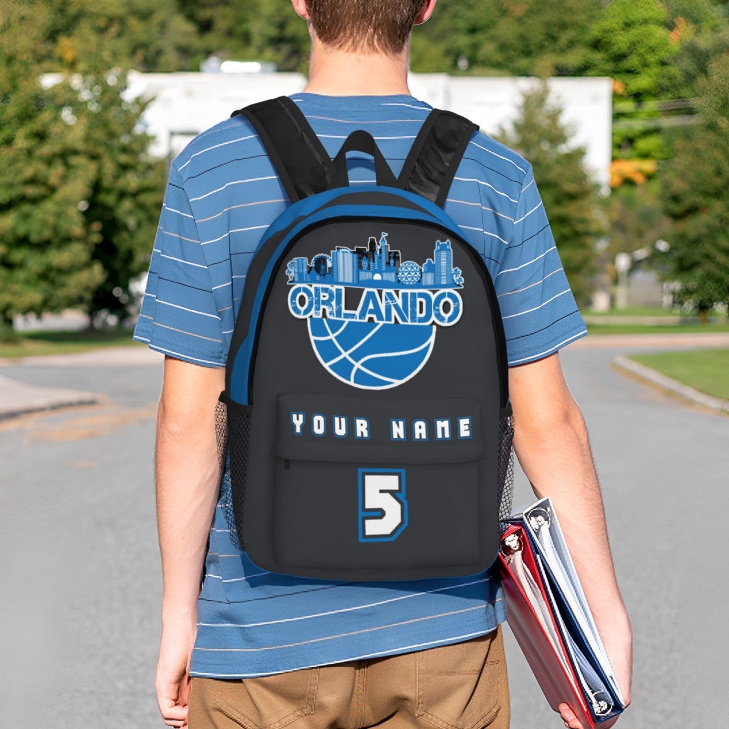 Jvpprds Orlando Custom Backpack for Boys Personalized Schoolbag Customized Bag with Name Numbers Fans Gifts
