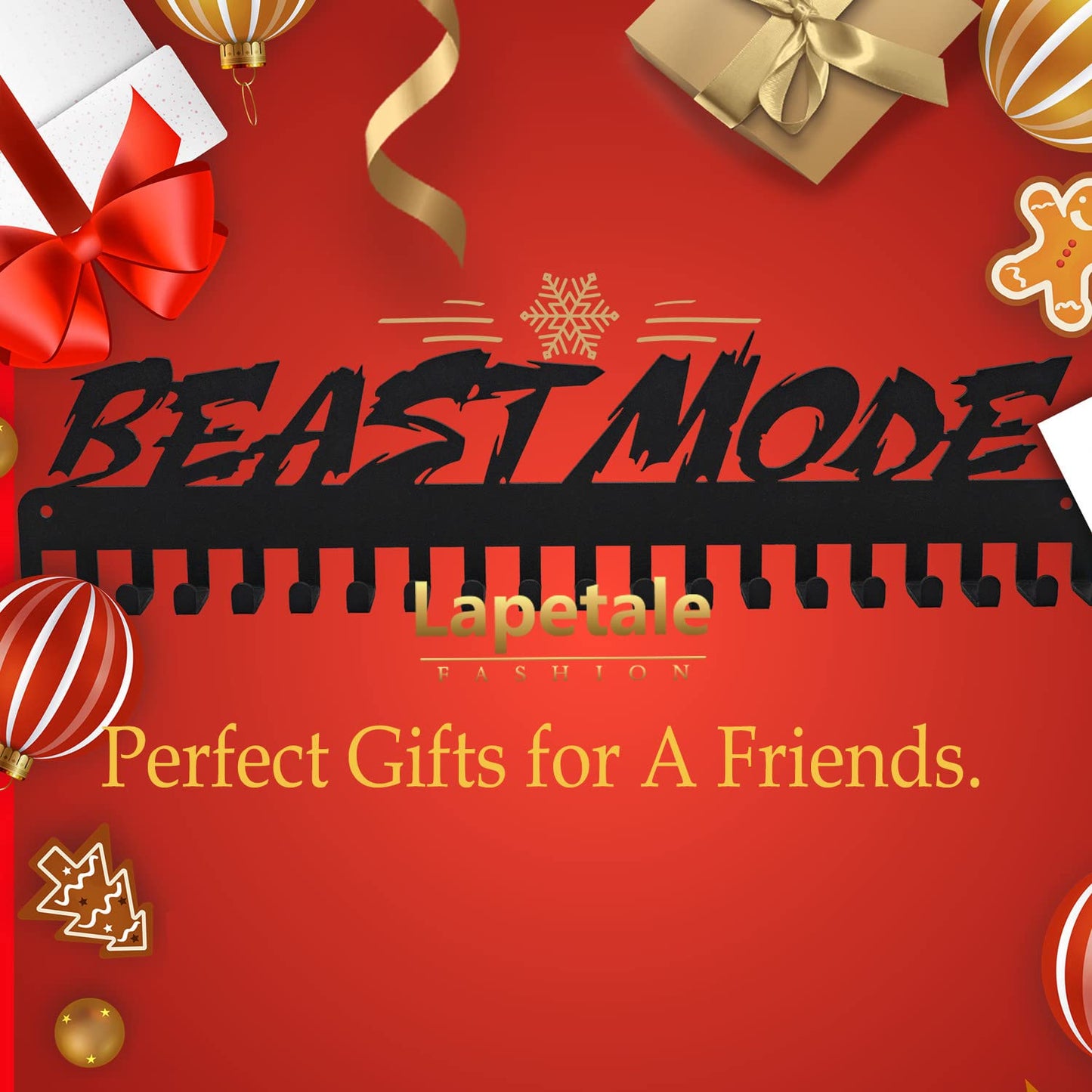 Lapetale Fashion Beast Mode Sports Race Medal Holder Hanger Display Rack Award Ribbon Organizer for Race,Running,Soccer,Gymnastic,Wrestling,Upgraded Extension Hooks Easy Install Easy to Use
