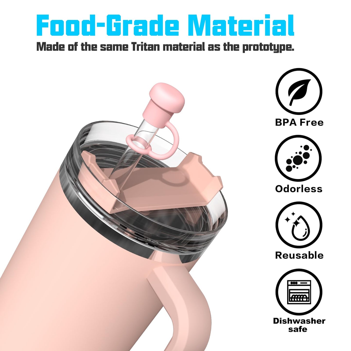 Adjustable Straw Cover for Stanley|Simple Modern|Yeti|Owala|Hydro Flask|Reduce|Maars|Meoky|MaxBase|Beast|Hydrapeak Cup, All Brand of Straw Accessories, Diameter 6mm-12mm, BPA Free, Dishwasher safe