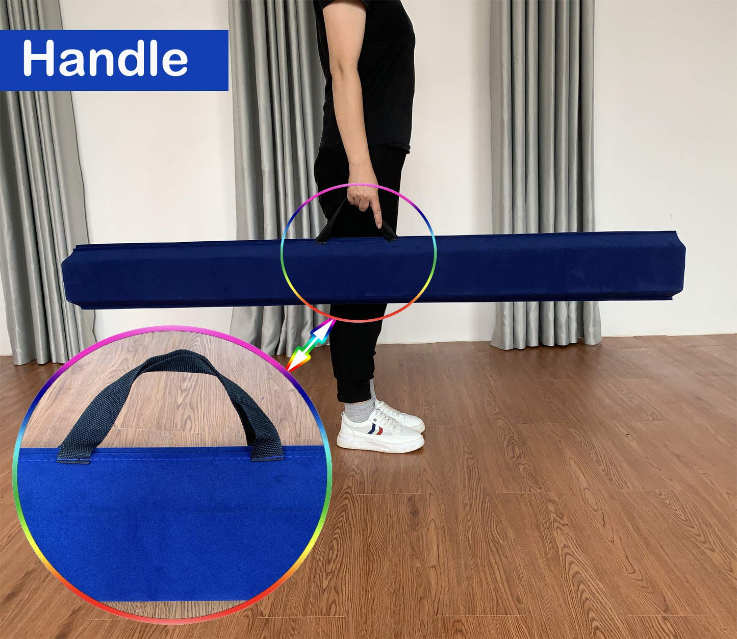 Marfula 6 FT / 8 FT / 9 FT Gymnastics Balance Beam Floor Beam - Extra Firm - Suede Cover - Anti Slip Bottom with Carry Bag For Kids/Adults Home Use (Blue, 6 FT)