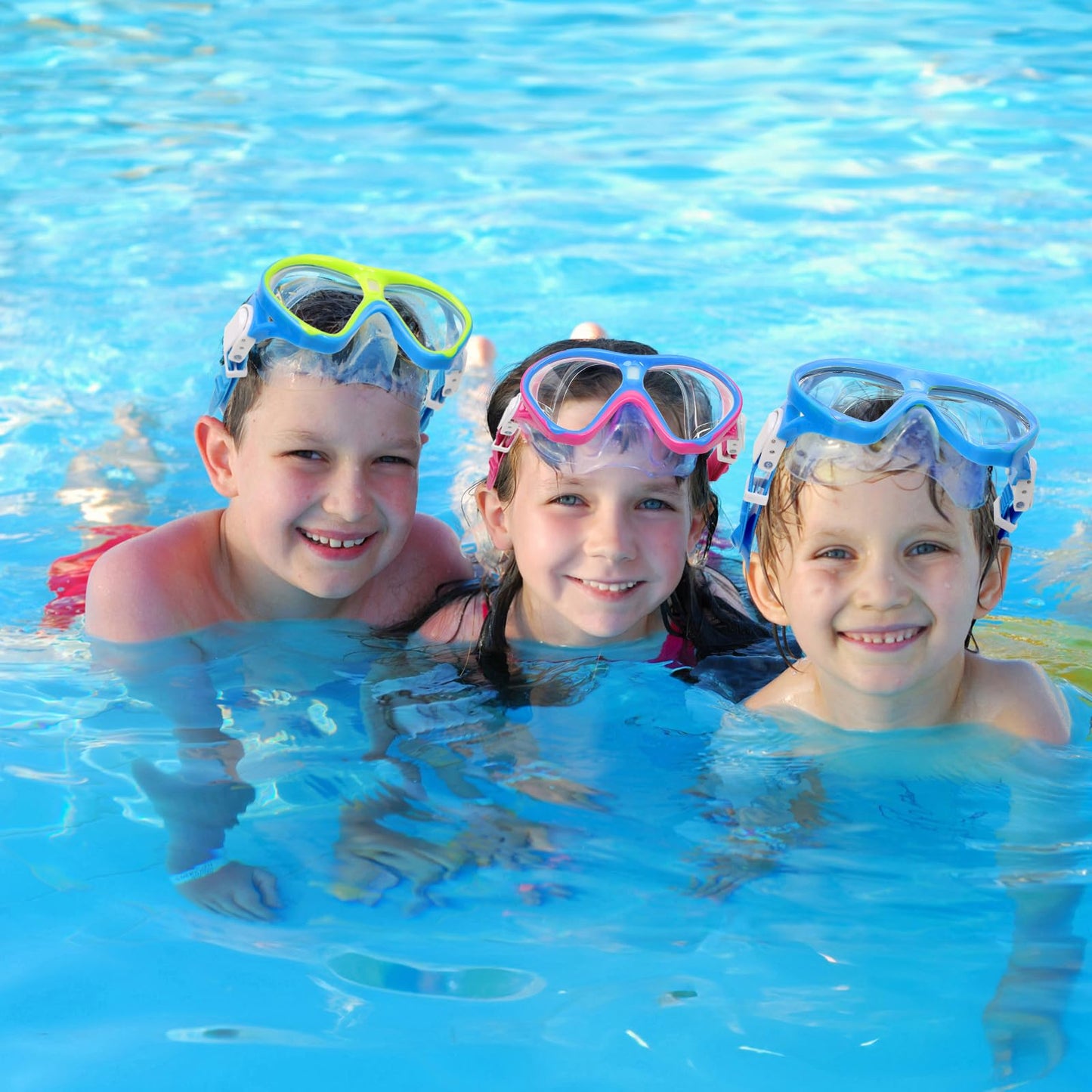 ACQCES Kids Swimming Goggles Snorkel Diving Mask for Boys Girls Ages 5-15, Luminous Anti-Fog Swim Goggles with Nose Cover