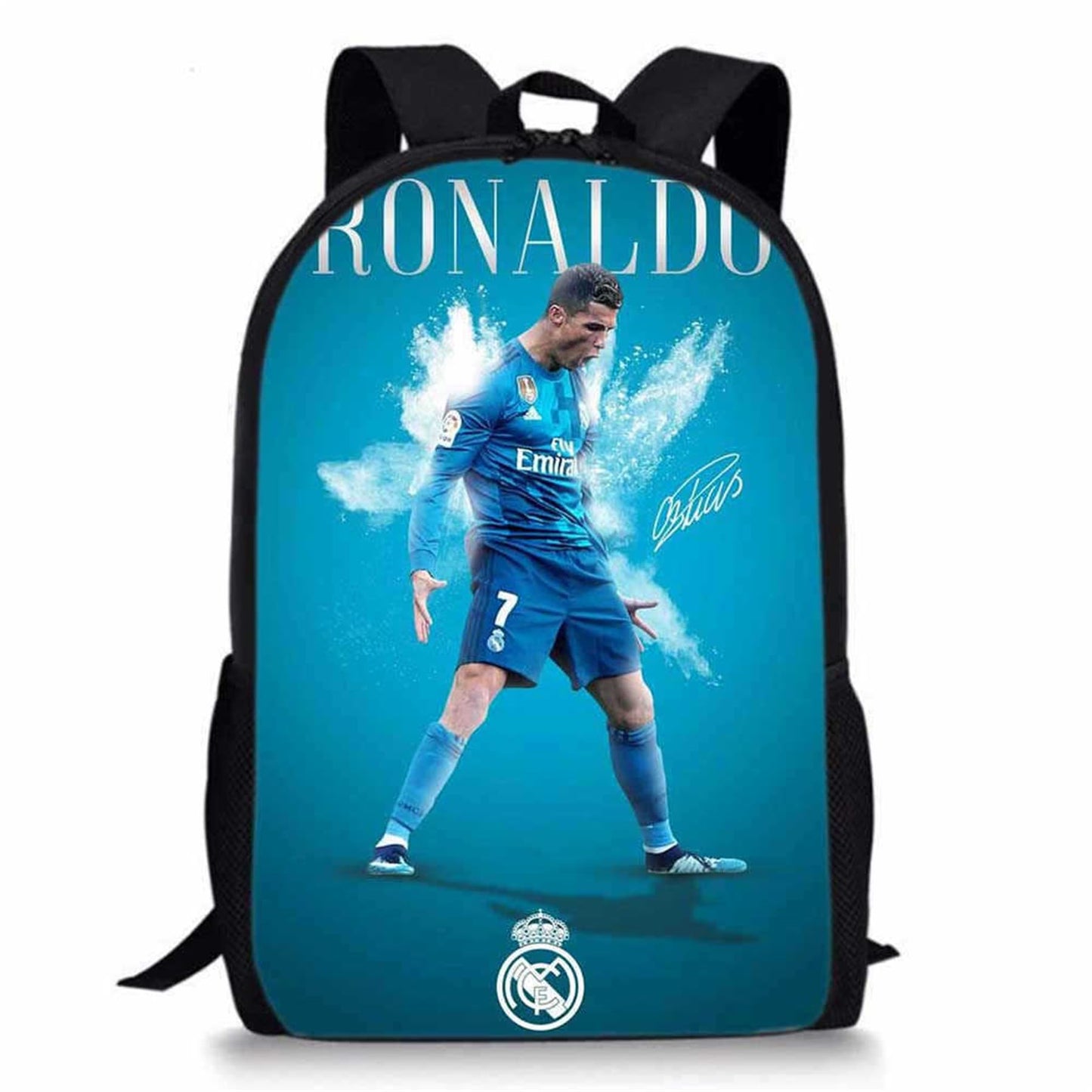 Jefuzh Soccer Player Cristiano Ronaldo Backpack,CR7 Lightweight Canvas Bookbag-Waterproof Casual Knapsack for Travel