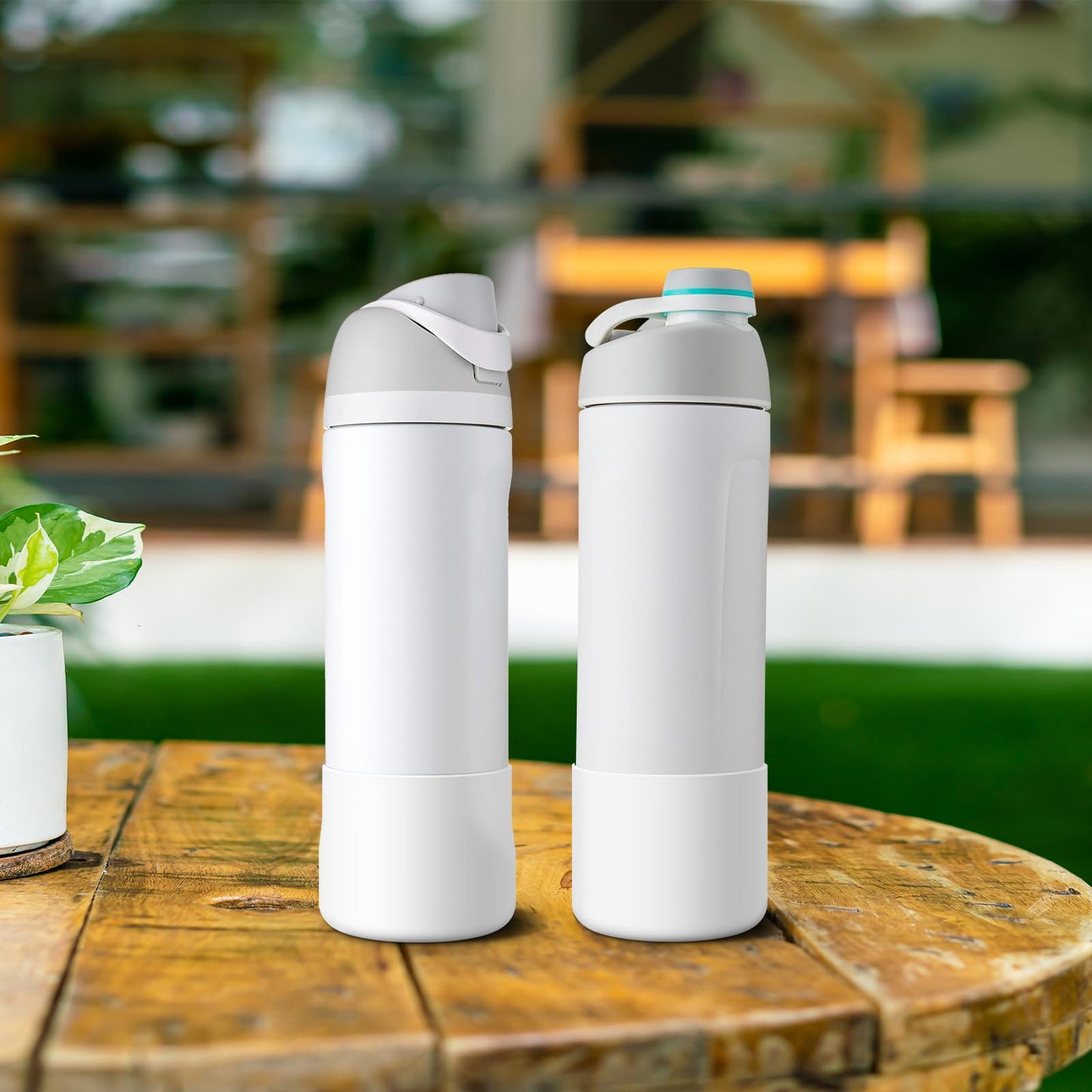Alwenid 2PCS Silicone Water Bottle Boot for Owala 24 Oz, Anti-Slip Protective Sleeve Bottom Bumper Protector for FreeSip, Twist, and Flip Stainless Steel Water Bottles (White)