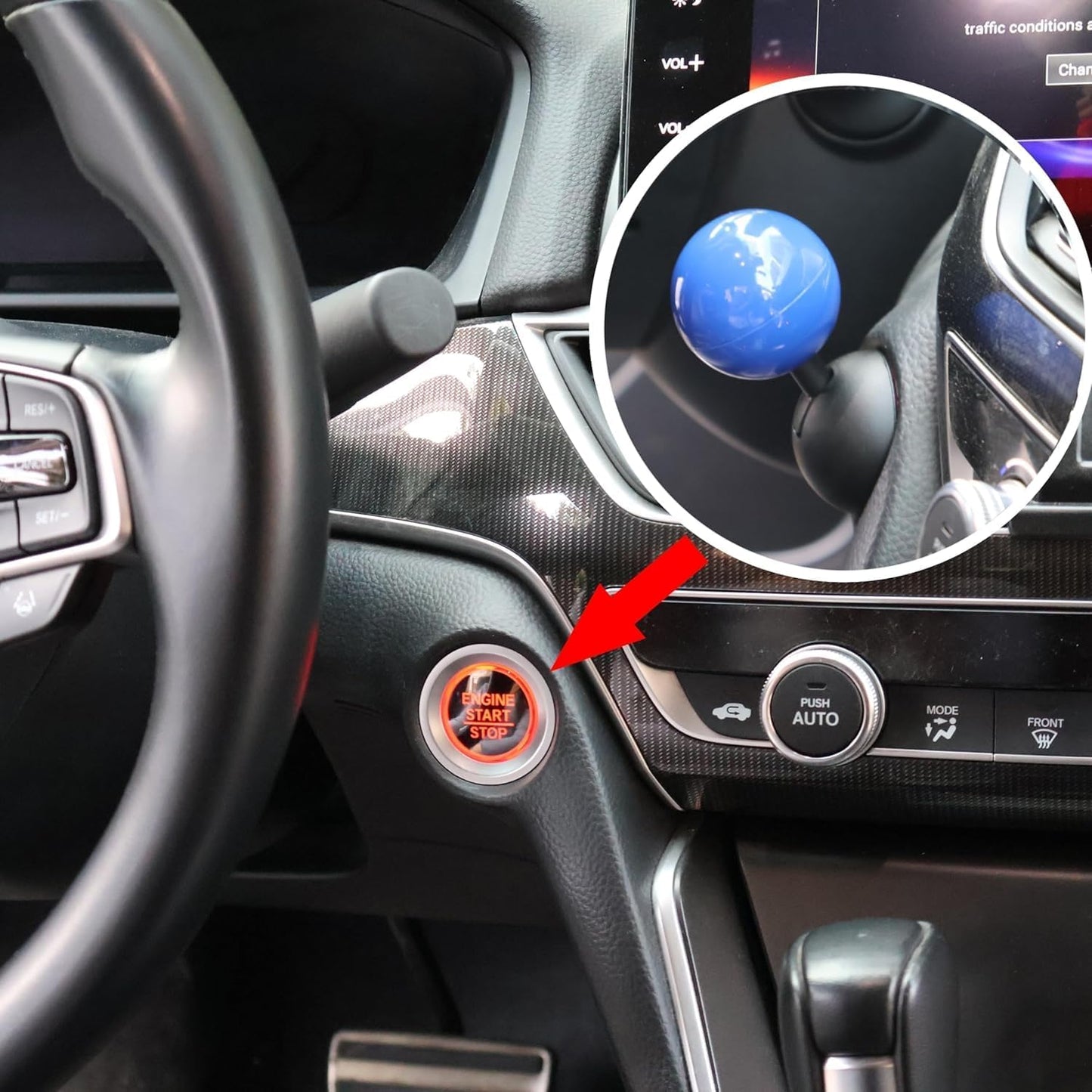 Car Push to Start Button Rocker, One-Touch Start Button Starter Cover, 2024 New Car One Button Start Lever (Red+Blue)