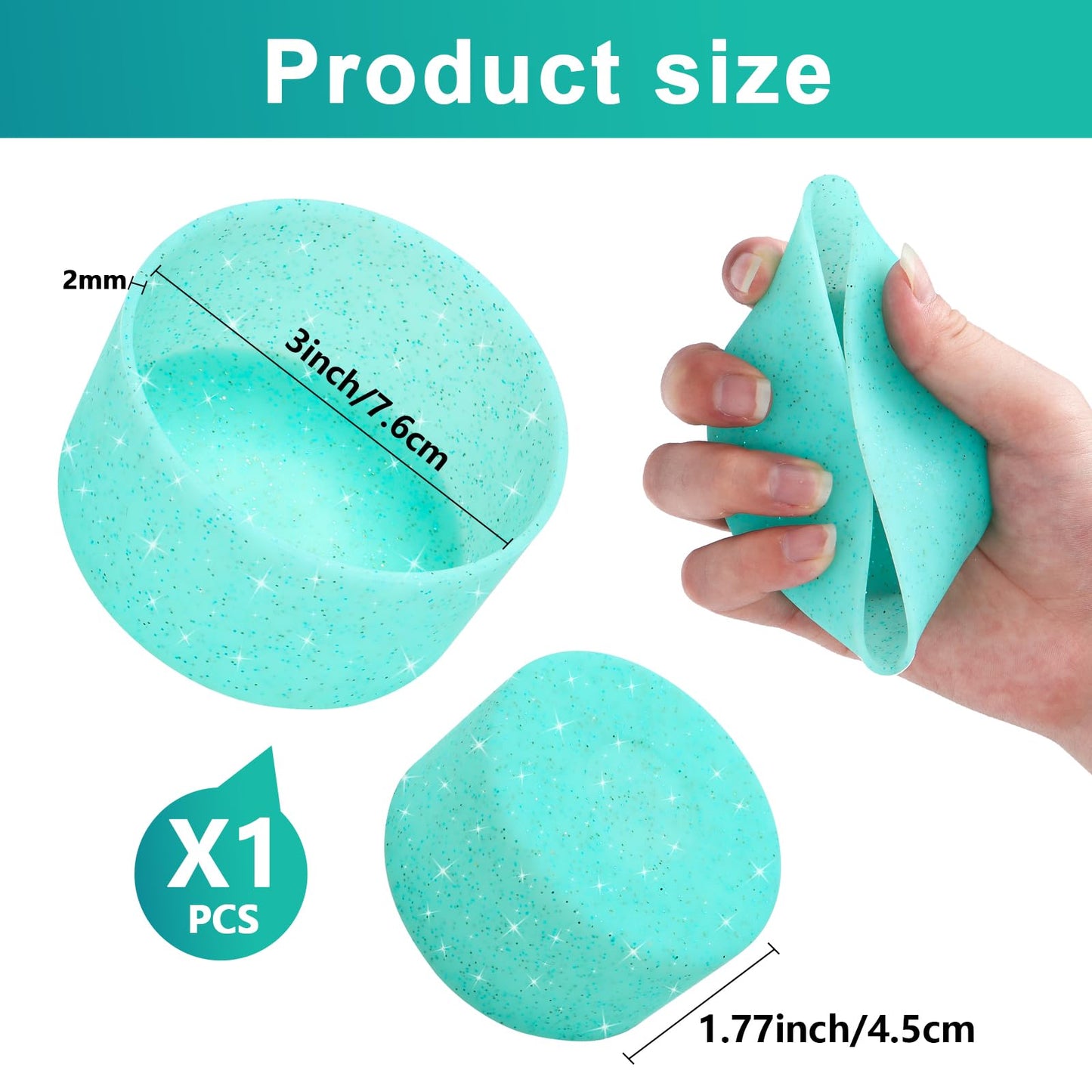 Silicone Cup Boot for 12oz - 40 oz Hydroflask &Stanley 40oz Protective Cup Bottom Sleeve Cover Compatible with Stanley Cup Accessories for All Water Bottles Bottom Diameter of 2.84-3in (Sparkle Blue)