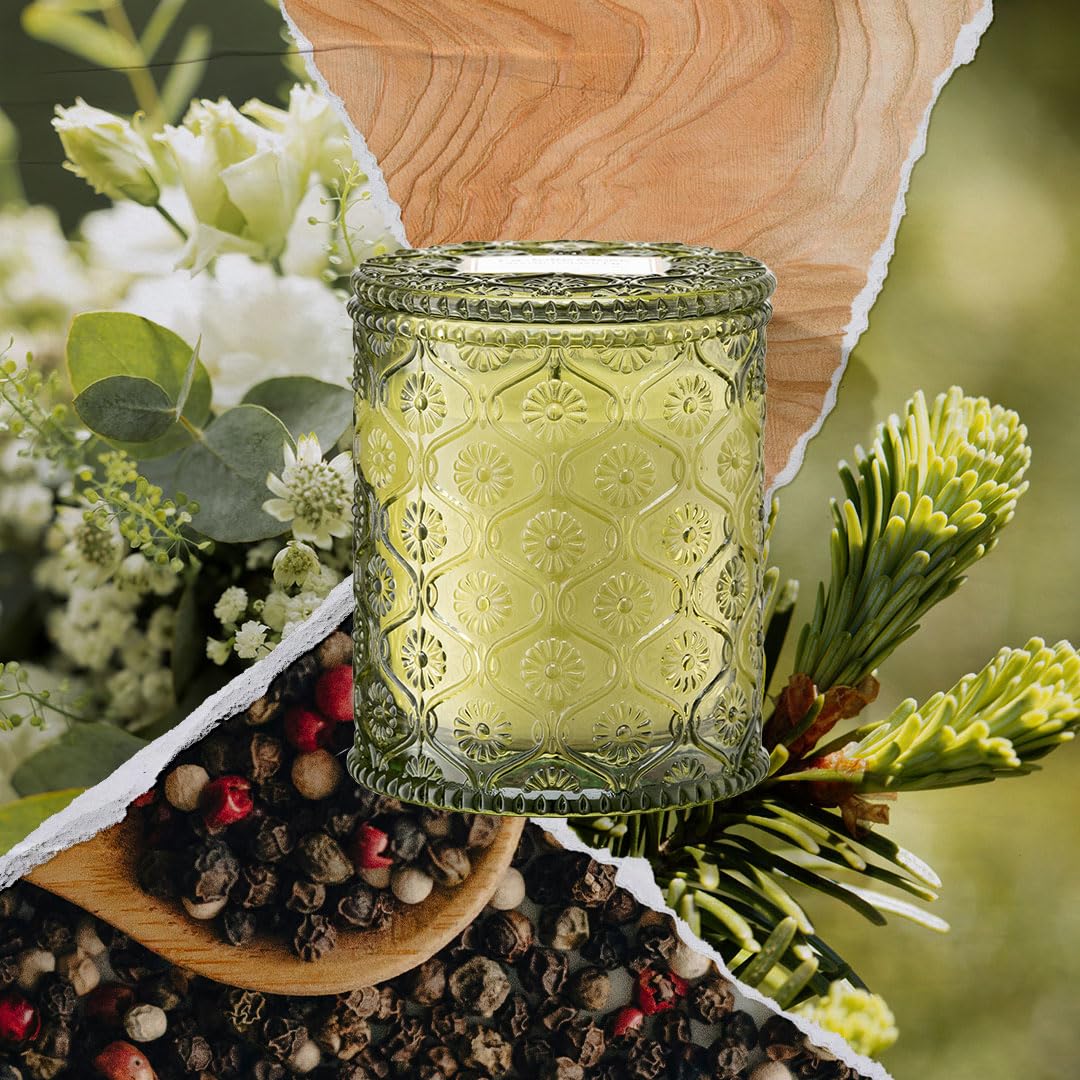 LA JOLIE MUSE Starlit Golden Fir Scented Candle, Winter Candle Gifts, Fir & Cedarwood Candle, Holiday Candles for Home Scented, Natural Soy Wax Candle, 6 oz 40 Hours Burn