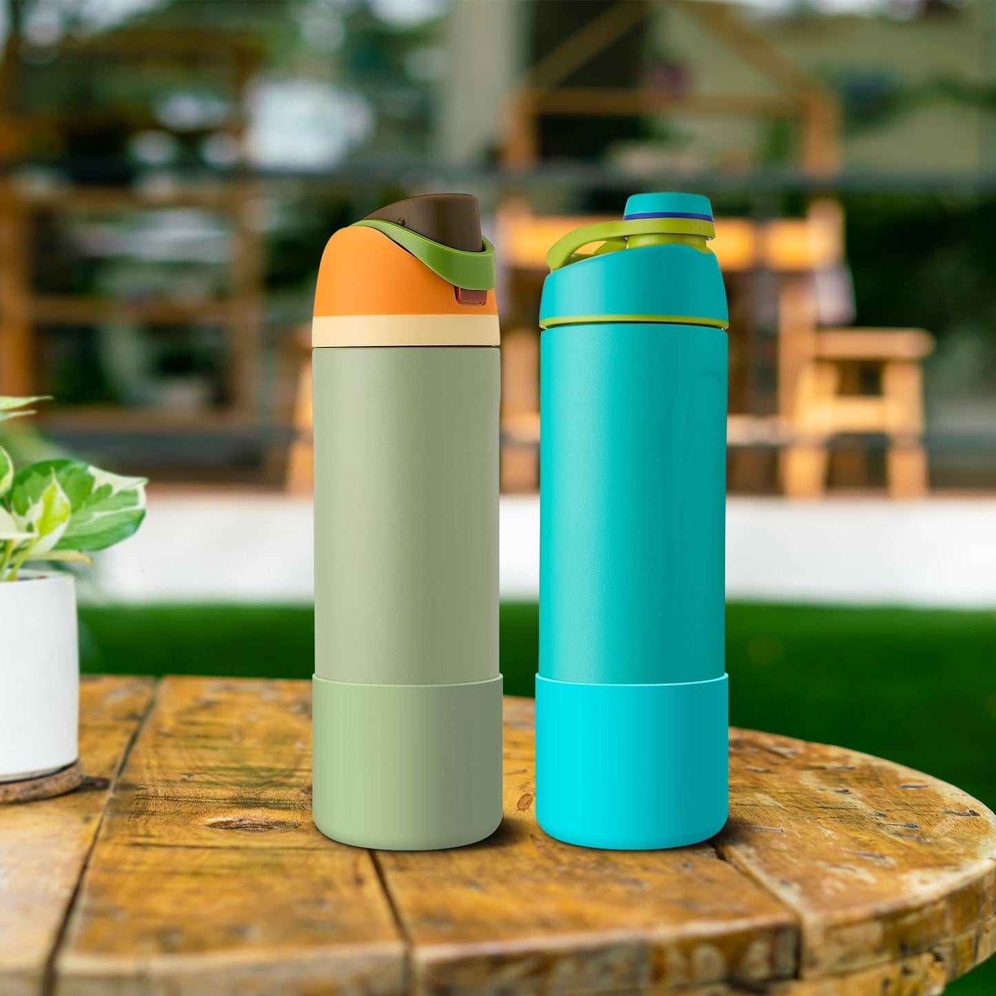 Alwenid 2PCS Silicone Water Bottle Boot for Owala 24 Oz, Anti-Slip Protective Sleeve Bottom Bumper Protector for FreeSip, Twist, and Flip Stainless Steel Water Bottles (Mint)