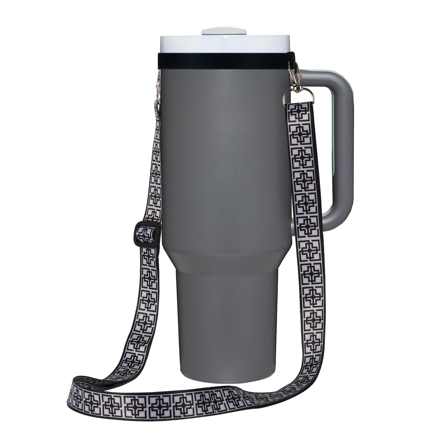 Water Bottle Holder with Adjustable Strap 30-59", Compatible with Stanley 40/30 oz Tumbler, Owala Water Bottle, Hydroflask, YETI and More, Water Bottle Carrier for Stanley Cup Accessories, Grey Retro