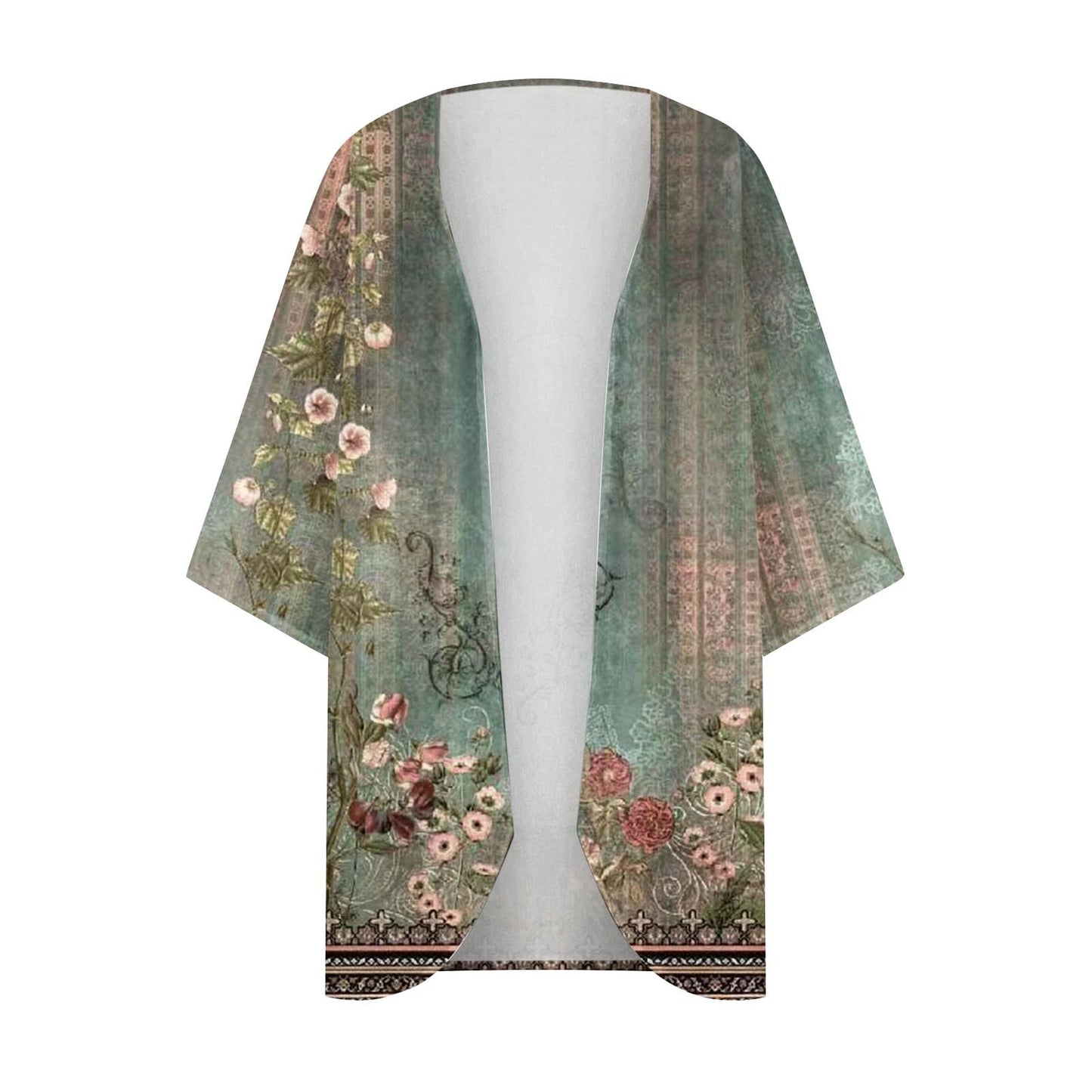 Plus Size Kimonos,Women's Floral Print Puff Sleeve Kimono Cardigan Loose Cover up Casual Blouse Tops Special Deals Today only on Prime