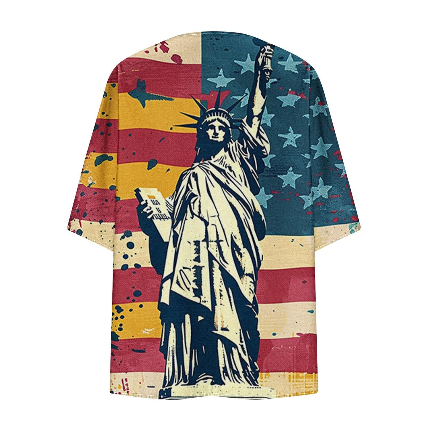 My Orders Sales Clearance Today Deals Prime Women American Flag Lightweight Chiffon Cardigan Short Sleeve Flowy 4th of July Cover Up Casual Open Front Blouse Top Multicolor,XL