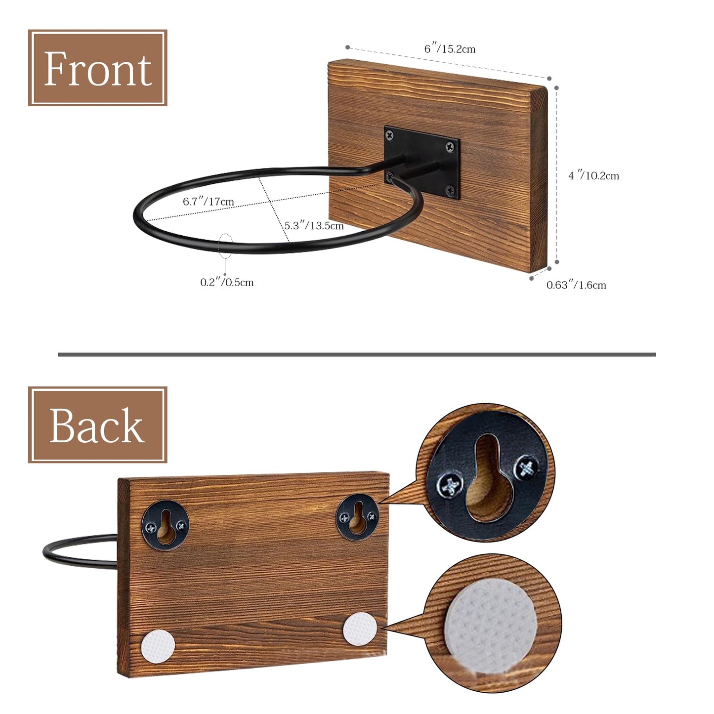 JOINSI 2PCS Wood Basketball Holder Wall Mounted, Ball Organizers Rack Display Wall Storage for Soccer, Volleyball, Rugby, Football