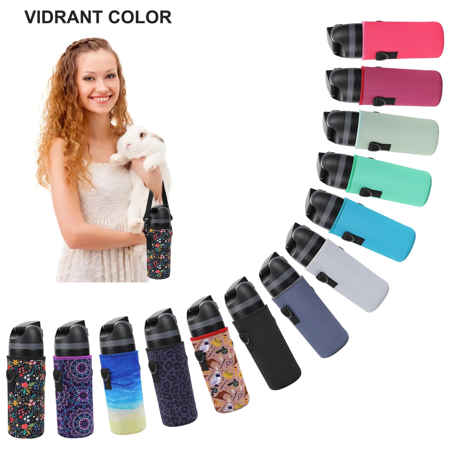 Neoprene Water Bottle Carrier Bag with Adjustable Shoulder Strap for Owala 24 OZ Tumbler, Insulated Water Bottle Cover for Owala FreeSip Insulated Water Bottle (Mauve, 24 OZ)