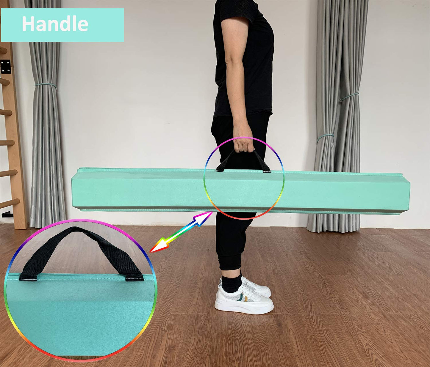 Marfula 6 FT / 8 FT / 9 FT Gymnastics Balance Beam Floor Folding Beam - Extra Firm - Suede Cover - Anti Slip Bottom with Carry Bag For Kids/Adults Home Use (Teal, 6 FT)