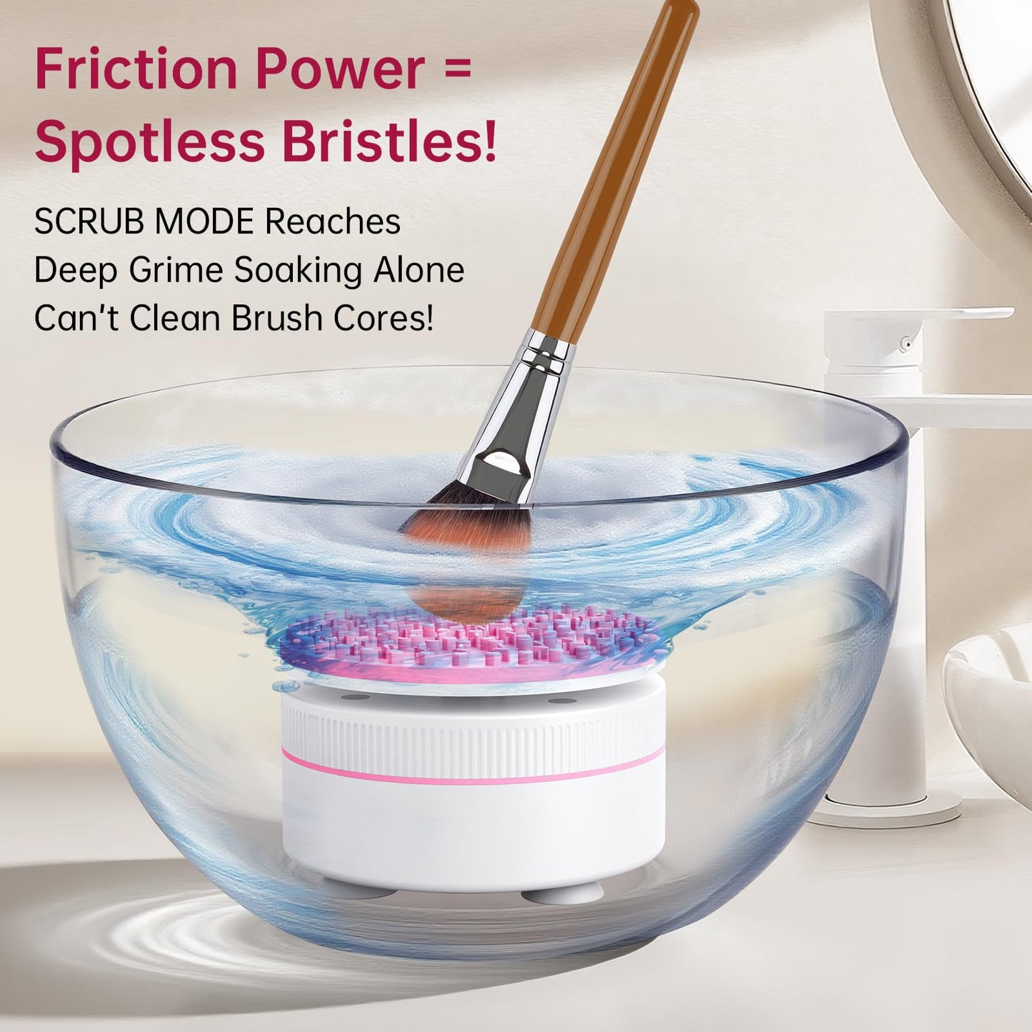 Norate Makeup Brush Cleaner, Electric Makeup Brush Cleaner Machine + Solution, Removes Residue from Makeup Brushes with Deep-Clean Cruelty-Free Shampoo, Stocking Stuffers for Women, Moms,Teen Girls