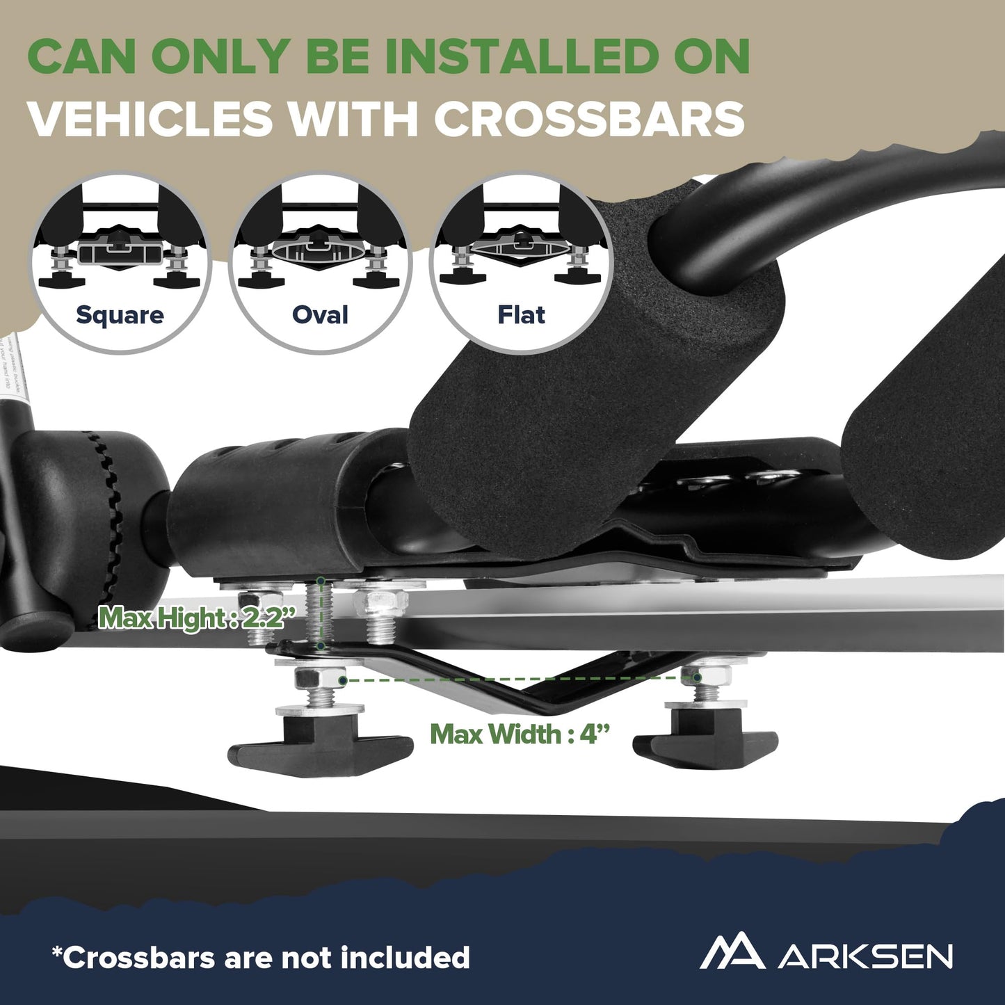 Arksen Universal 2 Pairs Heavy Duty Kayak Roof Rack J-Bar Easy to Carry Canoe Top Folding Adjustable Accessories for Car SUV Truck Crossbar with 4 pcs Top Mount Racks for Trip