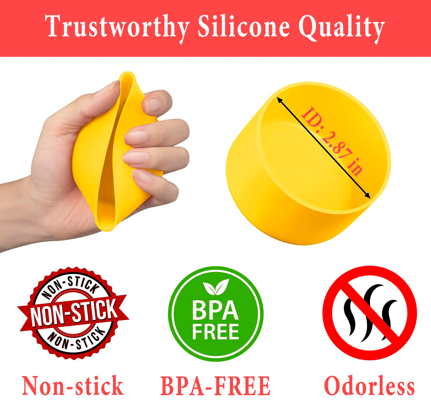 KTKUDY 2Pcs Silicone Boot for Stanley Quencher Tumbler H2.0 30 oz 40 oz & IceFlow 20 oz 30 oz & intended for Hydro Flask Water Bottle 12-24 oz - Cup Bottom Accessories Fits Stanley Cup, Yellow