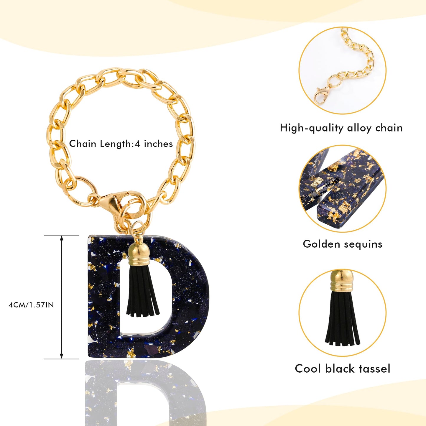 Letter Charm Accessories for Stanley Cup 1 PCS Cute Initial Keychain Handle Charm for Stanley Tumbler for Women Black Letter D