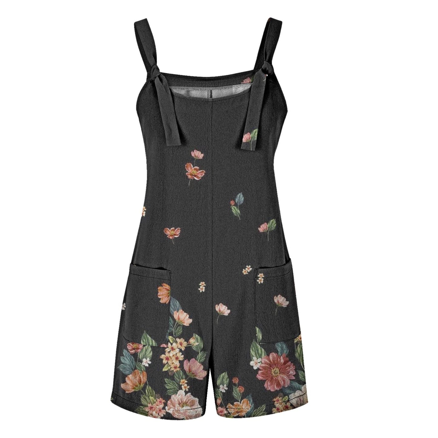 Short Rompers for Women 2024 Adjustable Knot Strap Jumpsuit Loose Fit Plus Size Summer Overalls Shorts with Pockets